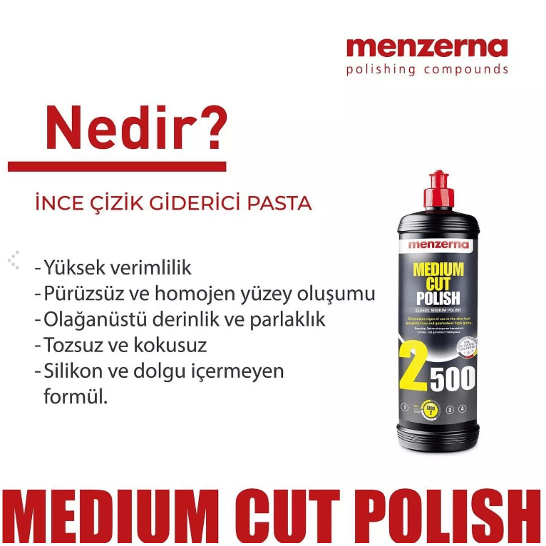 Menzerna 2500 Finish Orta İnce Çizik Giderici Pasta 1 Lt