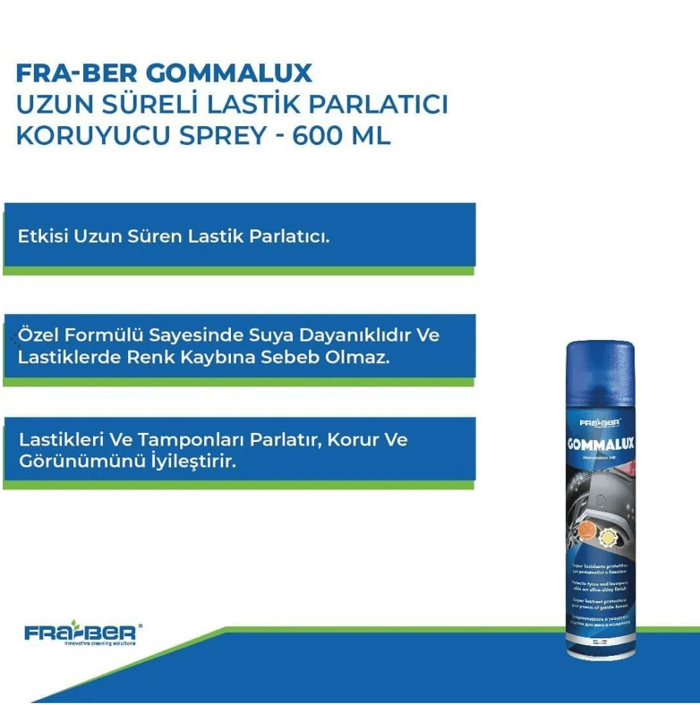 FRA-BER Gommalux Uzun Süreli Lastik Parlatıcı Ve Koruyucu Sprey - 750 Ml