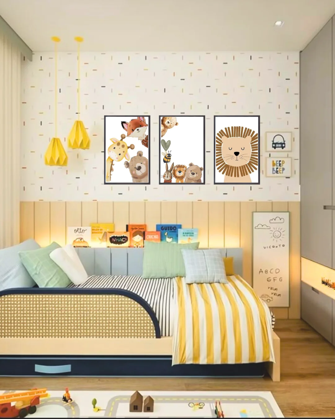20x30  3lü Çerçeveli Çocuk Odası Duvar Dekoru