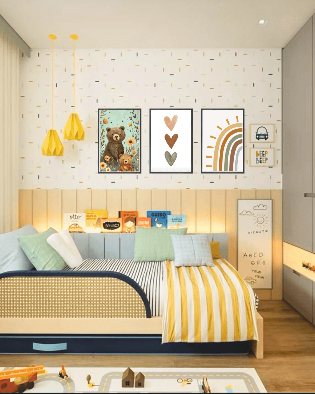 20x30 3lü Çerçeveli Çocuk Odası Duvar Dekoru