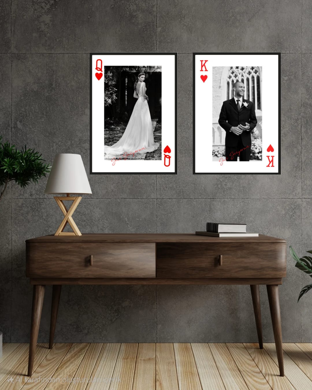 Kişiselleştirilebilir Çiftli 30x40 Tablo