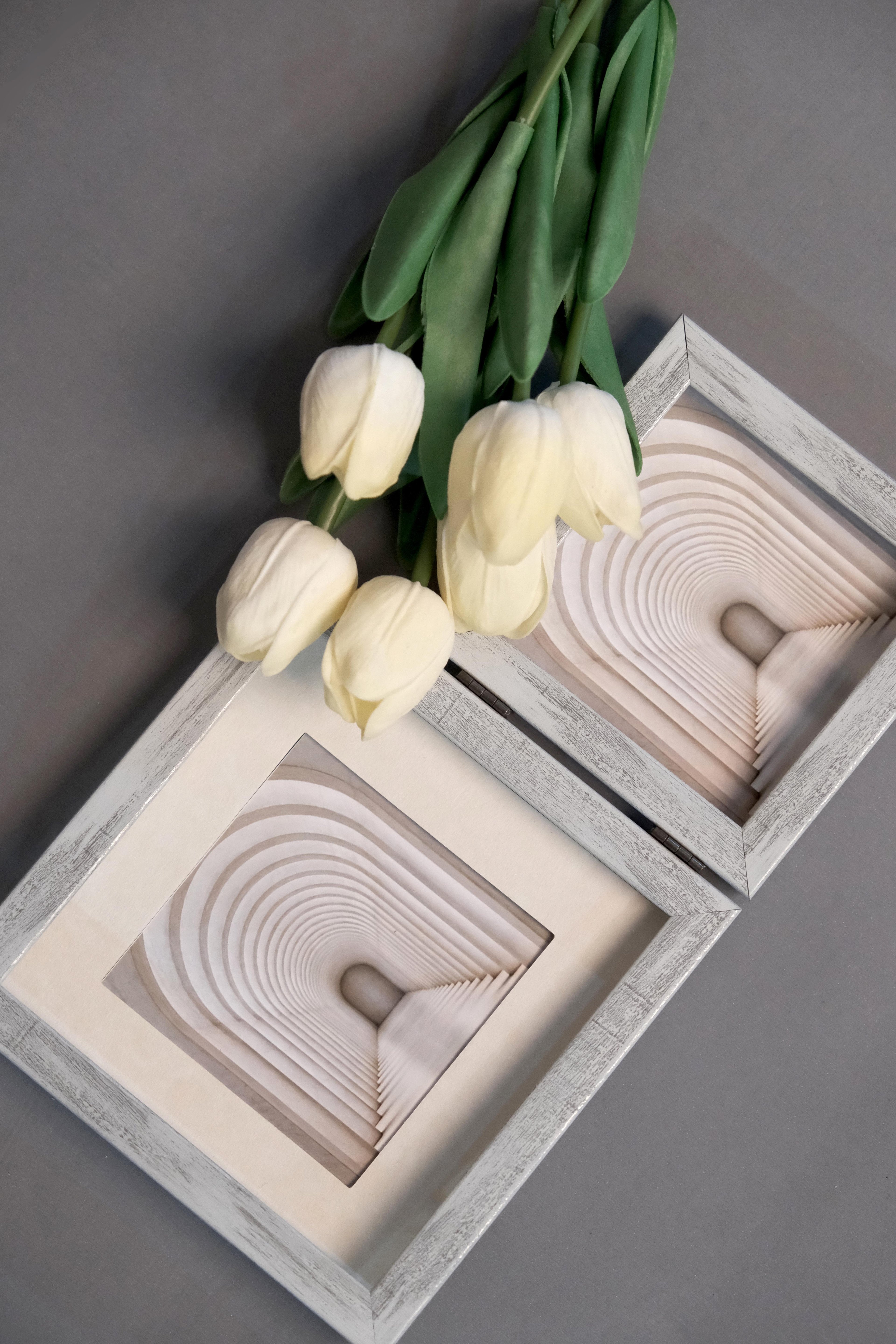BEYAZ-GRİ ÇİFTLİ ÇERÇEVE 15X15 CM 10X10 CM
