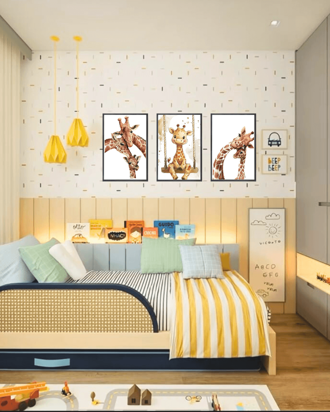 20x30  3lü Çerçeveli Çocuk Odası Duvar Dekoru