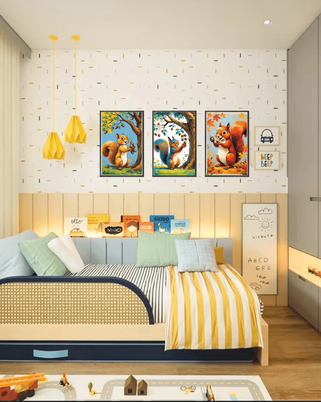 30x40 Çocuk Odası Çerçeveli Tablo 3lü