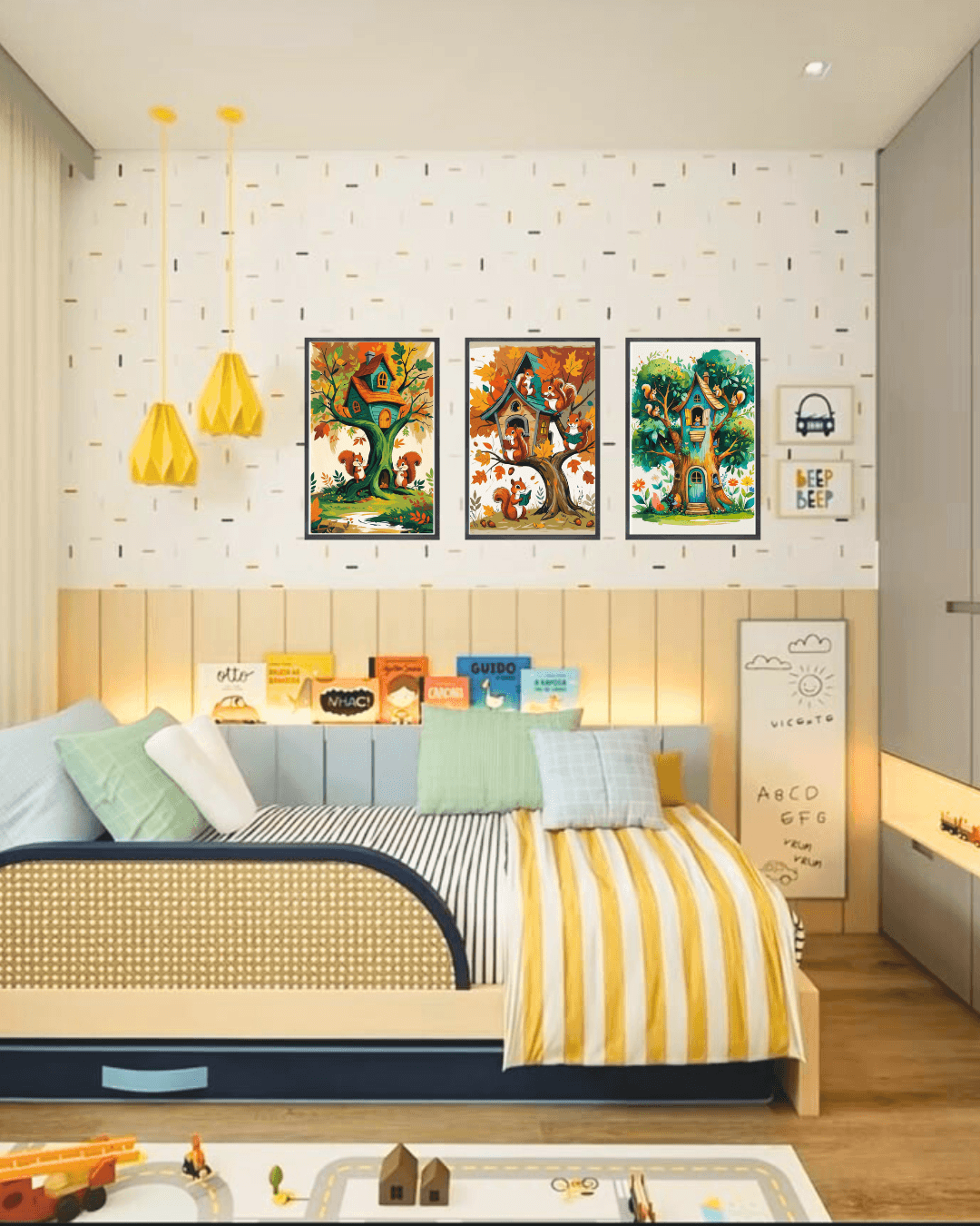 30x40 3lü Çerçeveli Çocuk Odası Duvar Dekoru