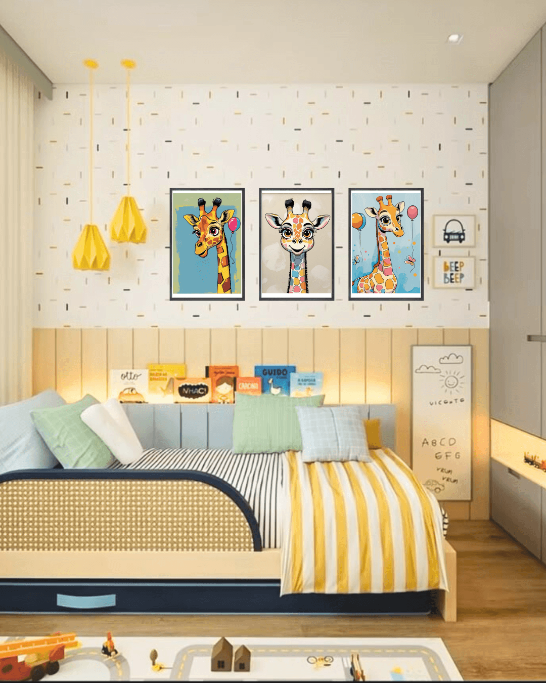 30x40 3'lü Çocuk Odası Çerçeveli Duvar Dekoru
