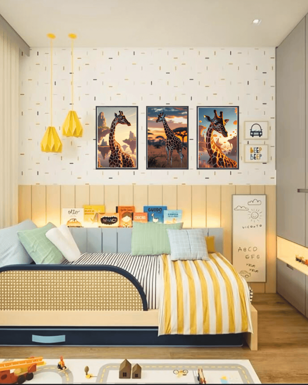 30x40 3lü Çerçeveli Çocuk Odası Duvar Dekoru