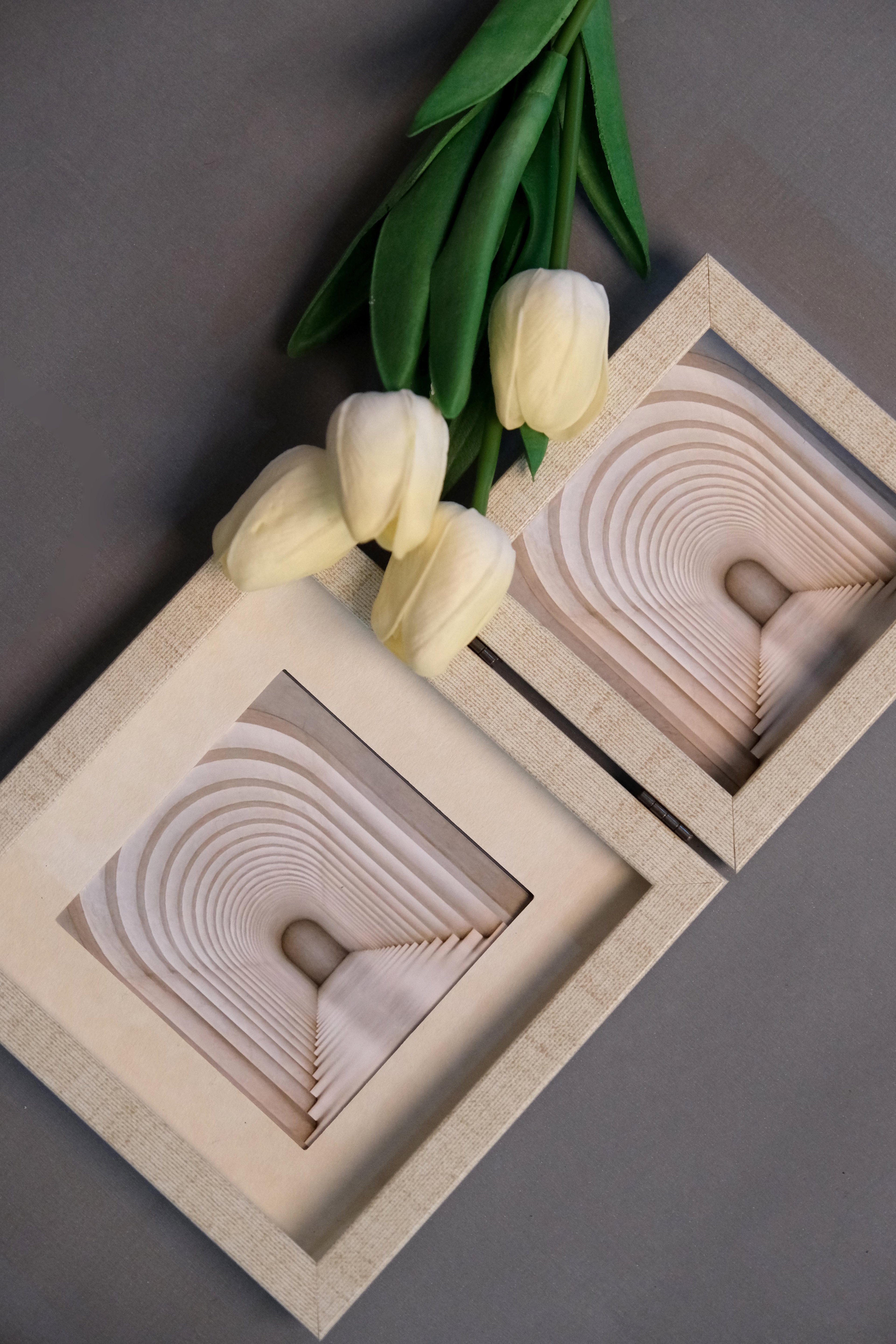 BEYAZ AÇIK KAHVERNEGİ ÇİFTLİ ÇERÇEVE 15X15 CM 10X10 CM