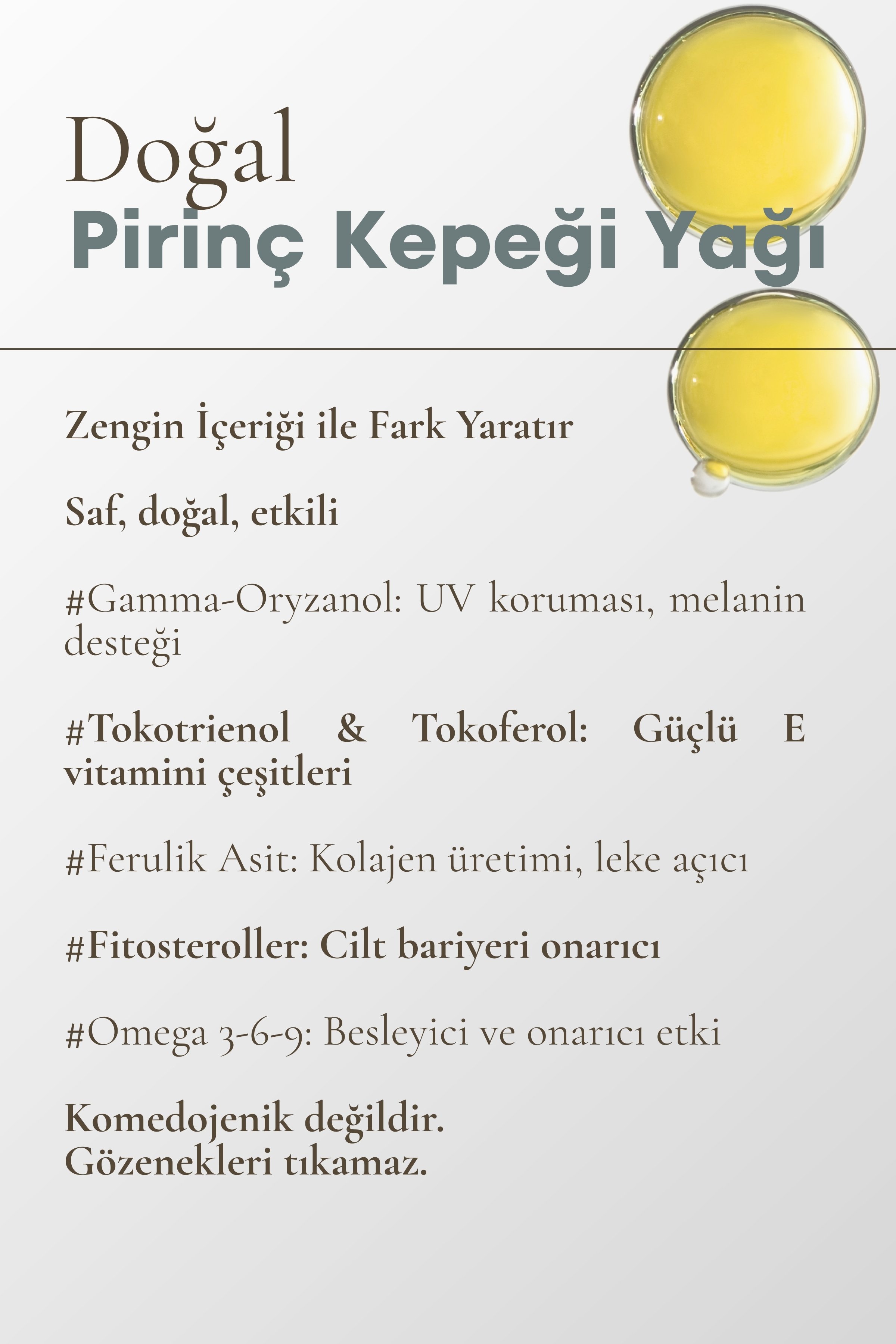 Pirinç Kepegi Yağı Soğuk Sıkım %100 Saf 30 ml