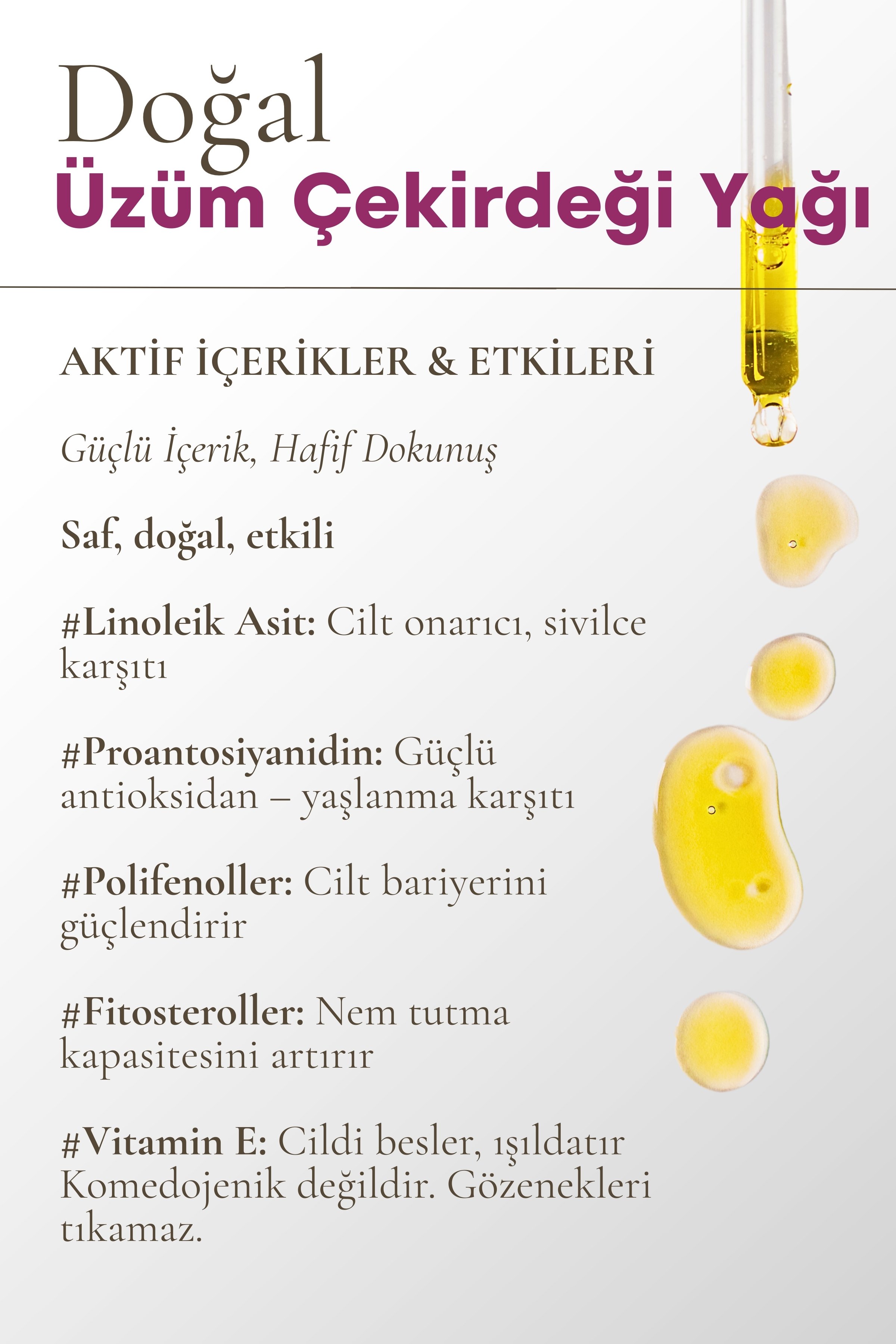 Üzüm Çekirdegi Yağı Soğuk Sıkım % 100 Saf