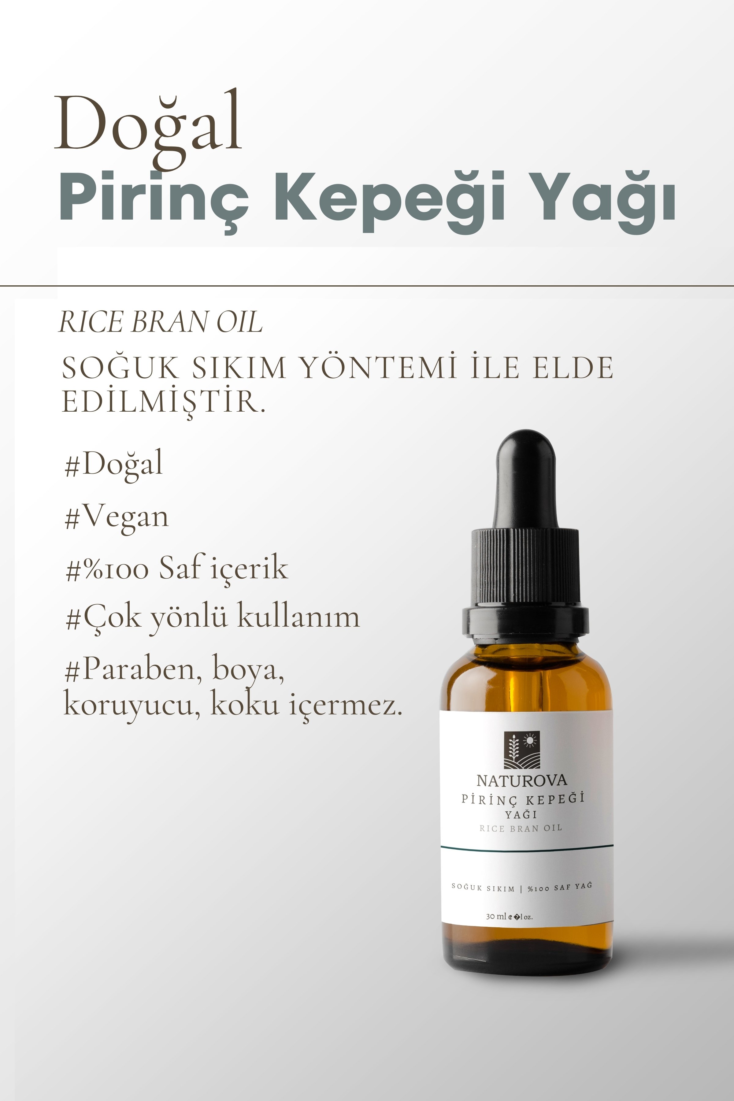 Pirinç Kepegi Yağı Soğuk Sıkım %100 Saf 30 ml