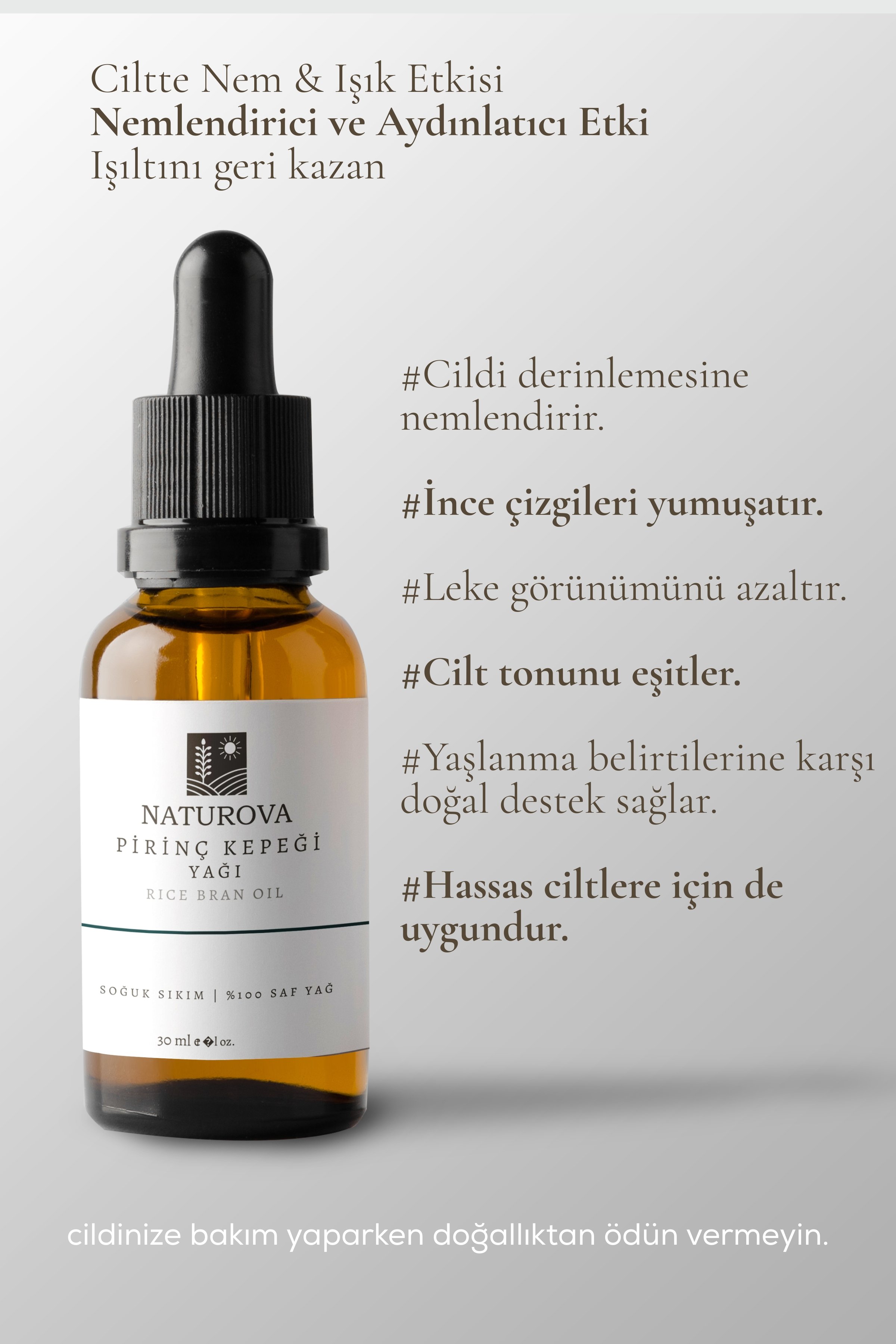 Pirinç Kepegi Yağı Soğuk Sıkım %100 Saf 30 ml