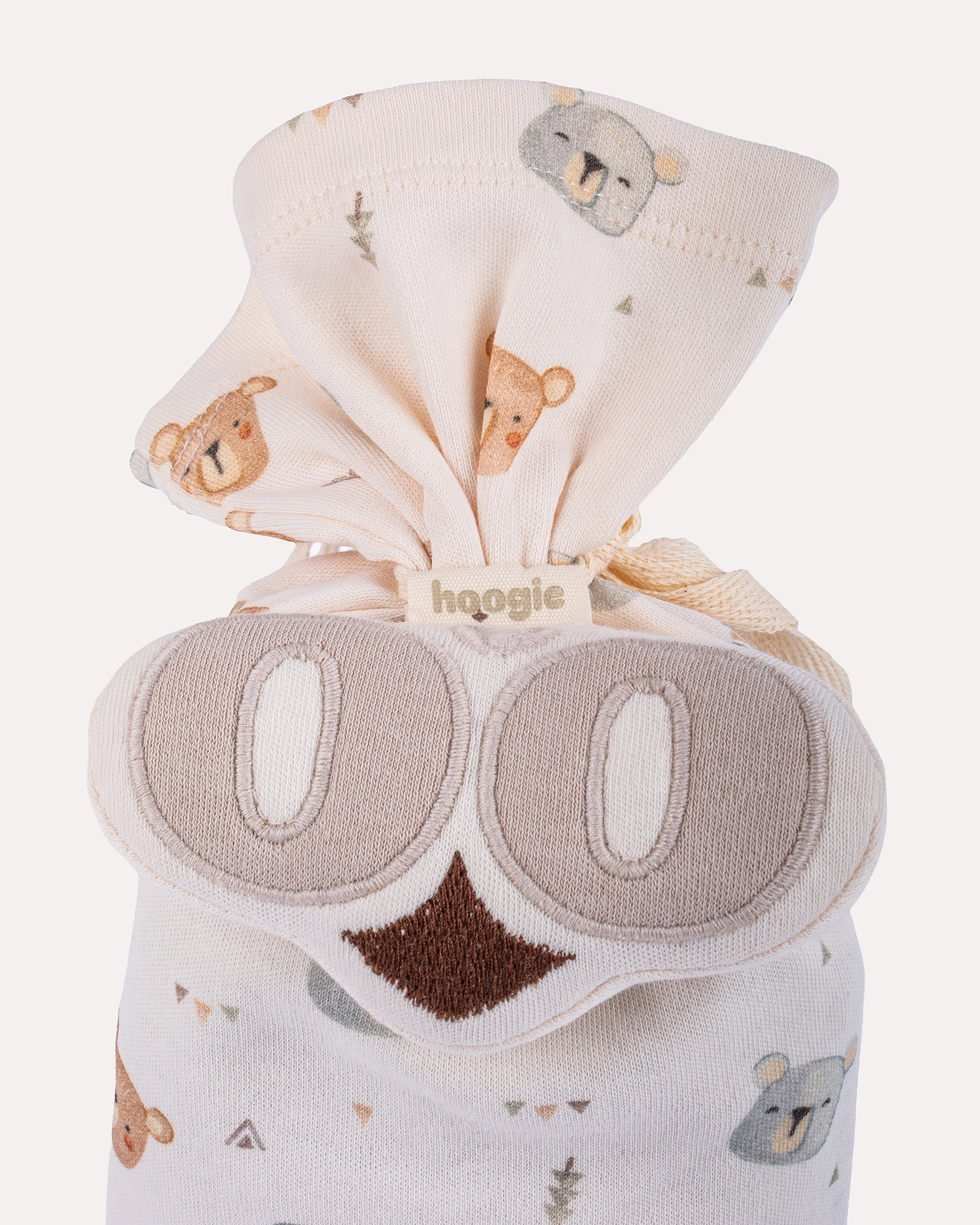 %100 Organik Pamuk GOTS Sertifikalı 3’lü Keseli Ayıcık Yenidoğan Hastane Çıkışı Set - Ekru / Mint