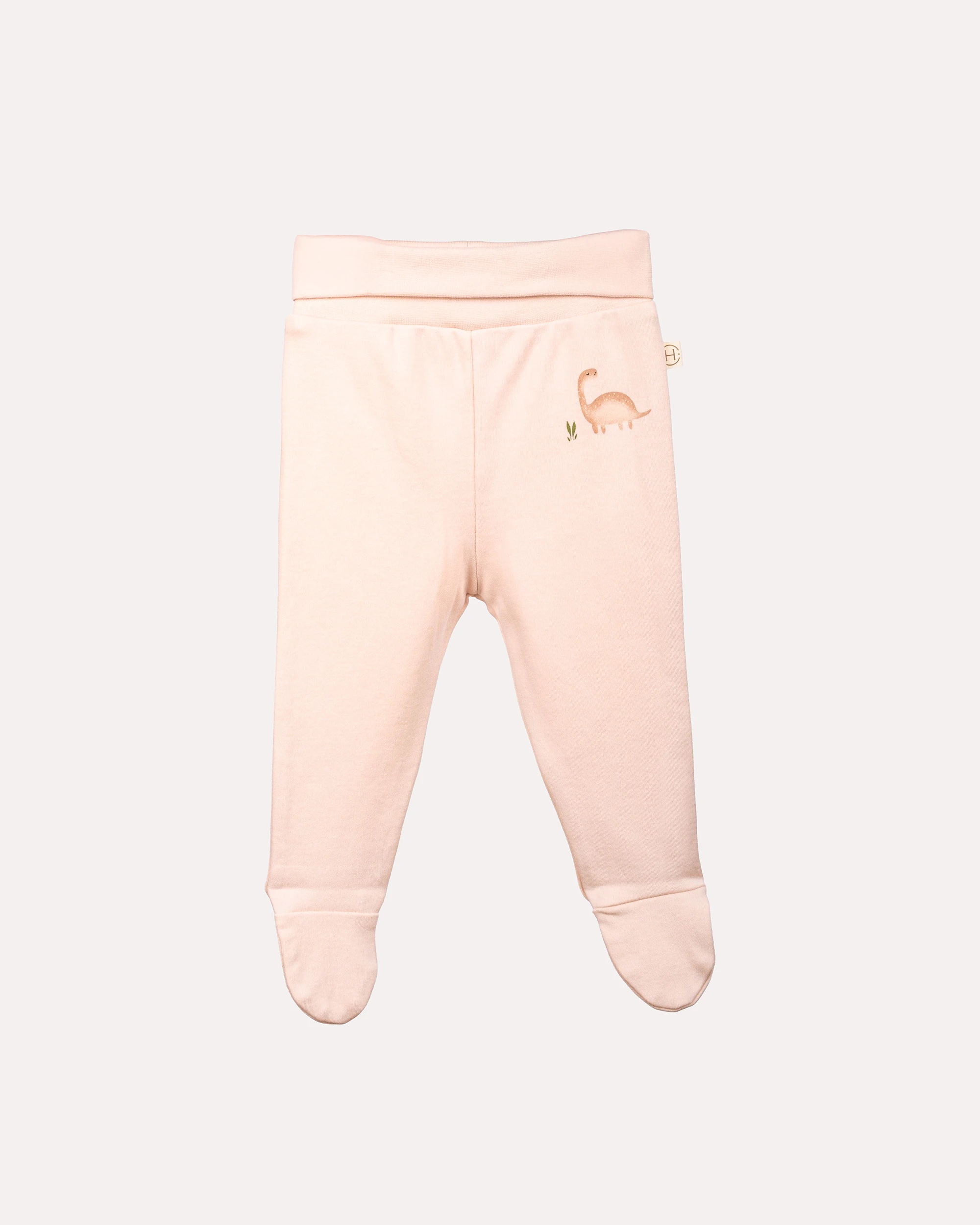 2’li Patikli Dinozor Desenli Bebek Pantolon - Ekru & Pudra