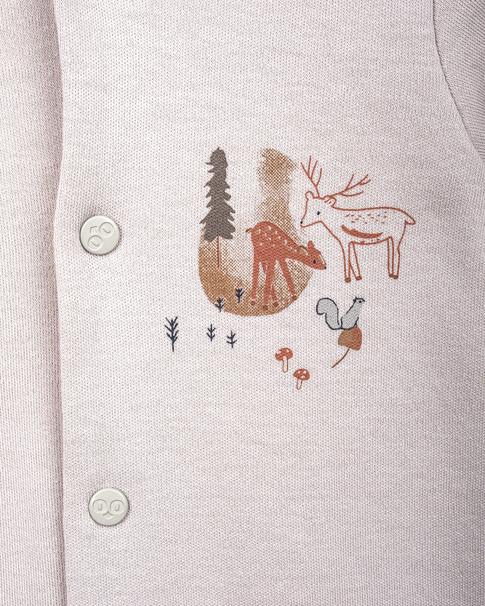 %100 Organik Pamuk GOTS Sertifikalı Patikli Çıtçıtlı Orman Desenli Bebek & Yenidoğan Tulum