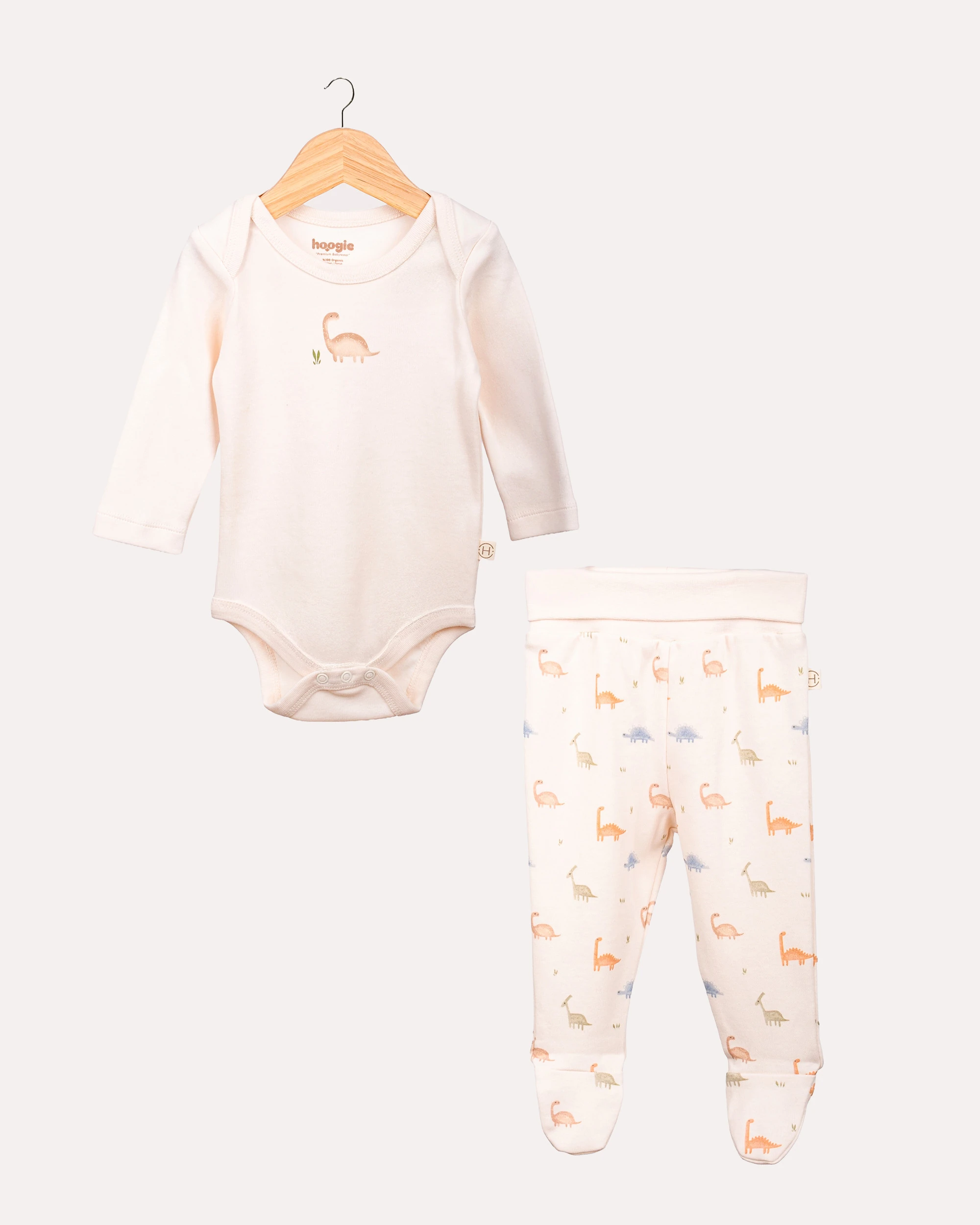 2li Alt -Üst Dinozor Desenli Takım - Ekru image