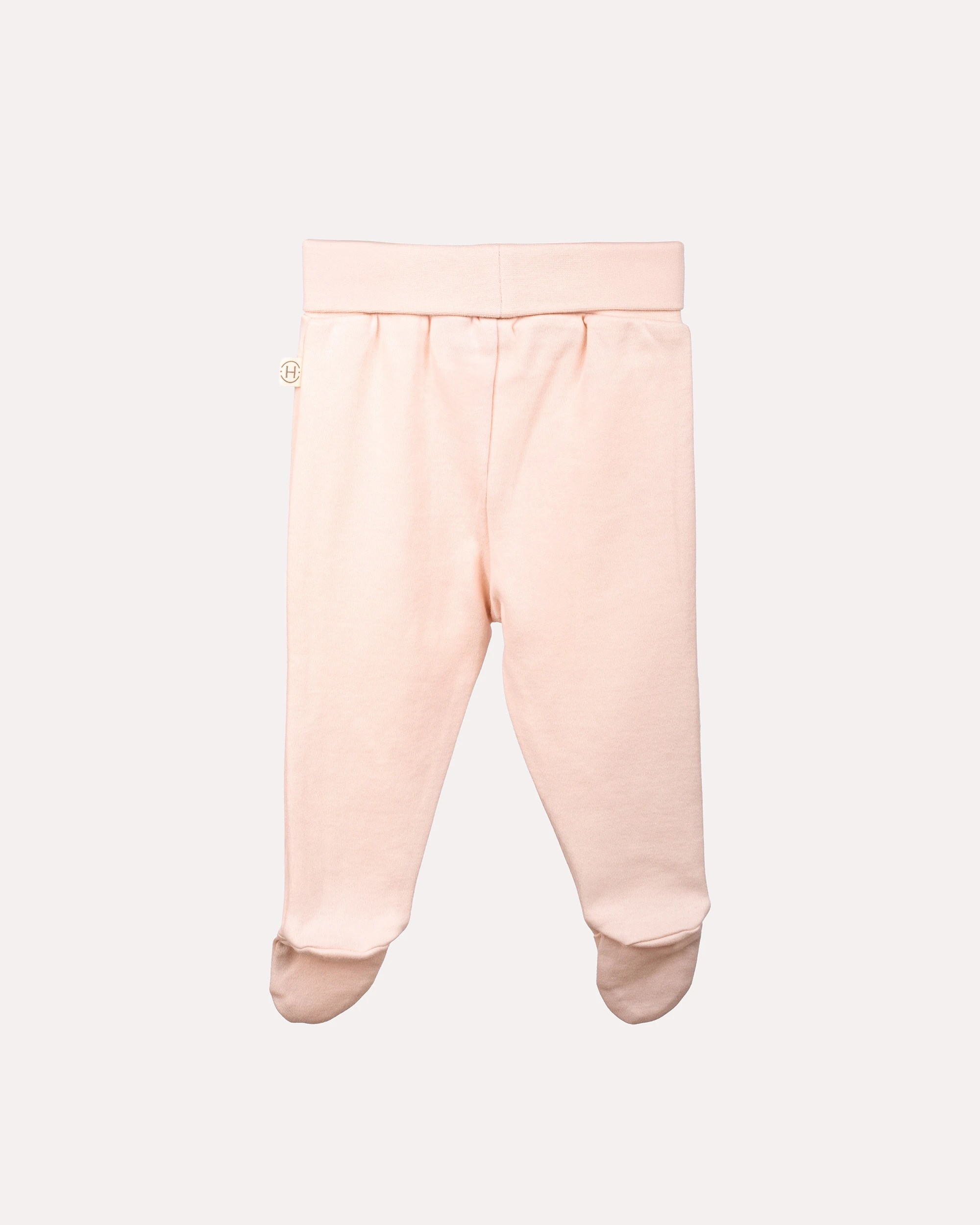 %100 Organik Pamuk GOTS Sertifikalı Patikli Dinozor Desenli Bebek Pantolon - Pudra