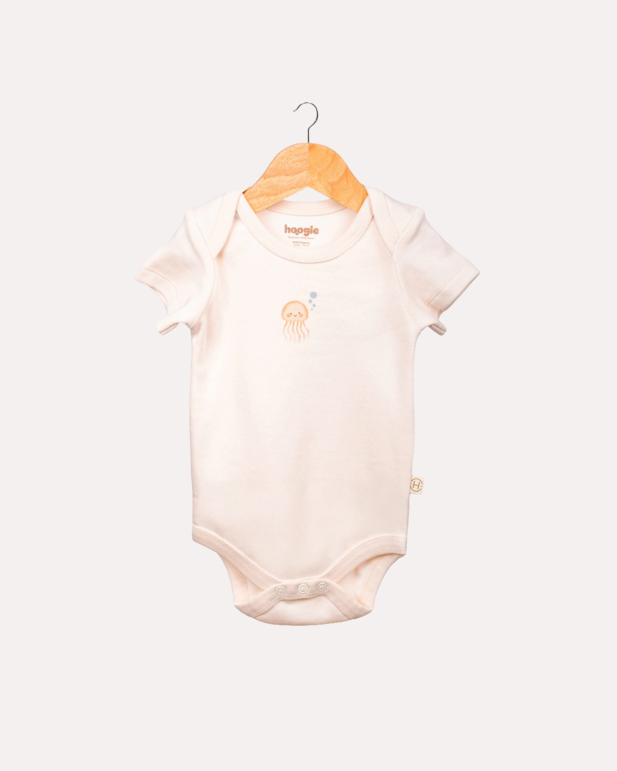 2’li Kısa Kollu Octopus Desenli Bebek Body/Zıbın Seti - Ekru