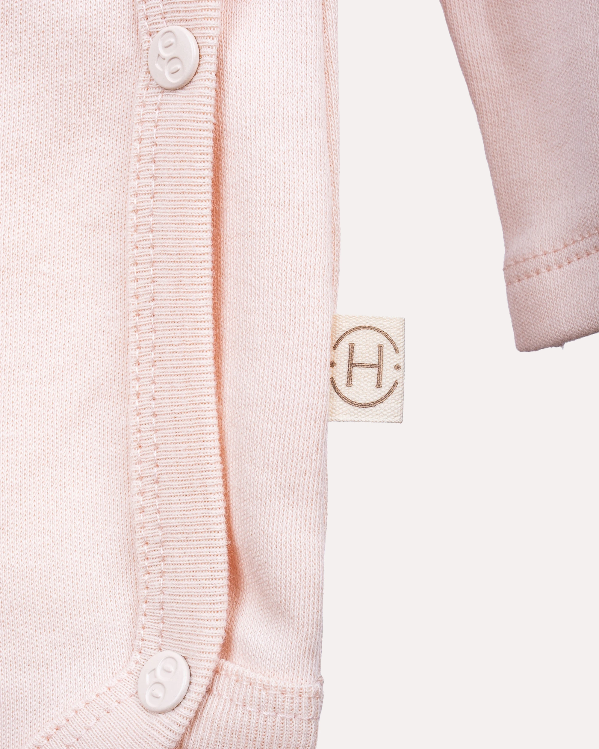 %100 Organik Pamuk GOTS Sertifikalı Kruvaze Dinozor Desenli Bebek Body/Zıbın - Pudra