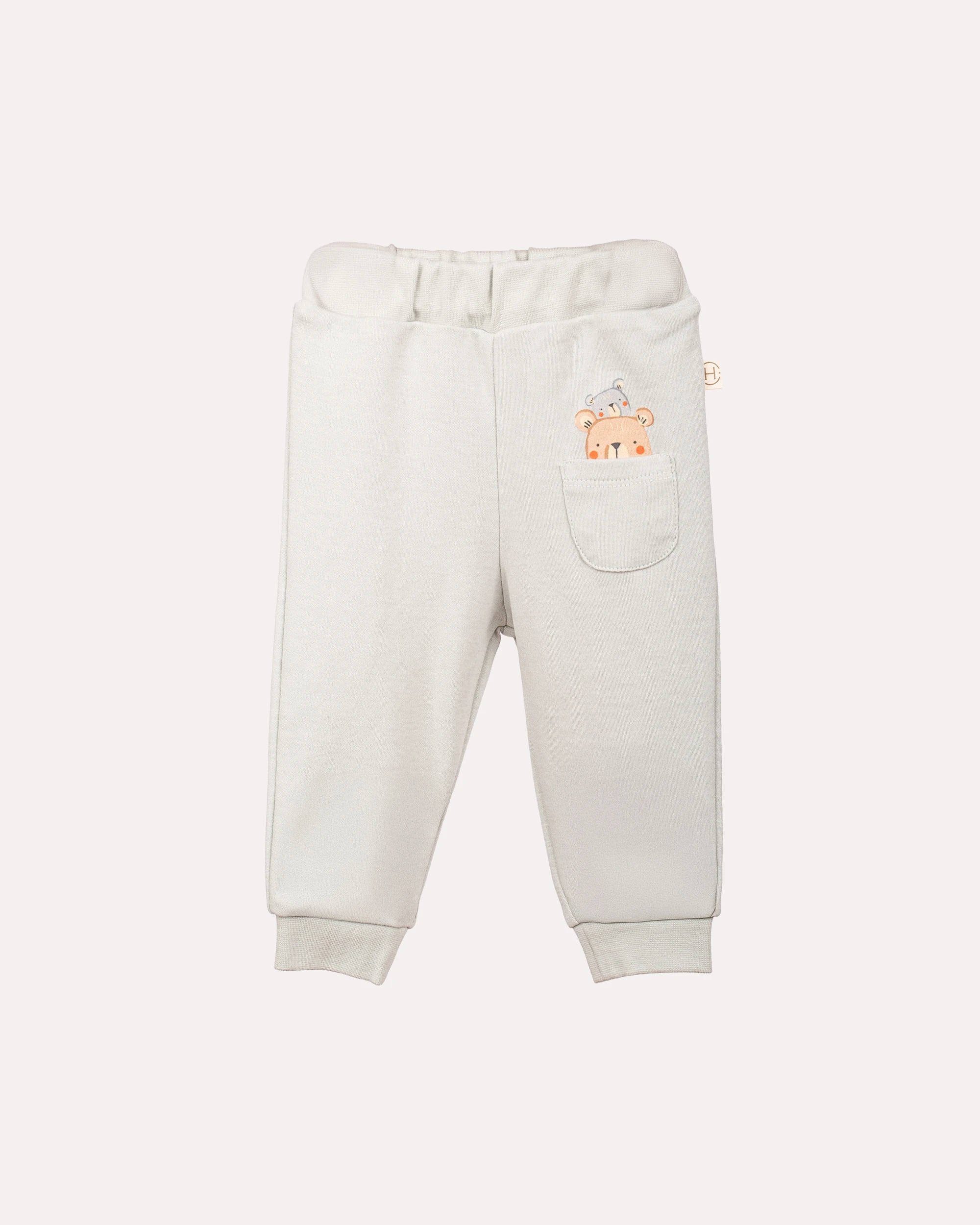 2’li Cepli Teddy Desenli Bebek Pantolon - Ekru & Mint