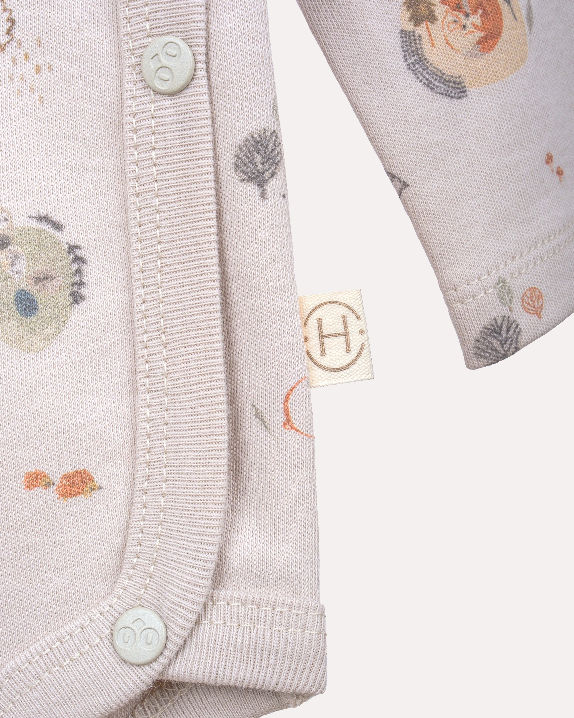 %100 Organik Pamuk GOTS Sertifikalı Kruvaze Orman Desenli Bebek & Yenidoğan Body - Taş Rengi