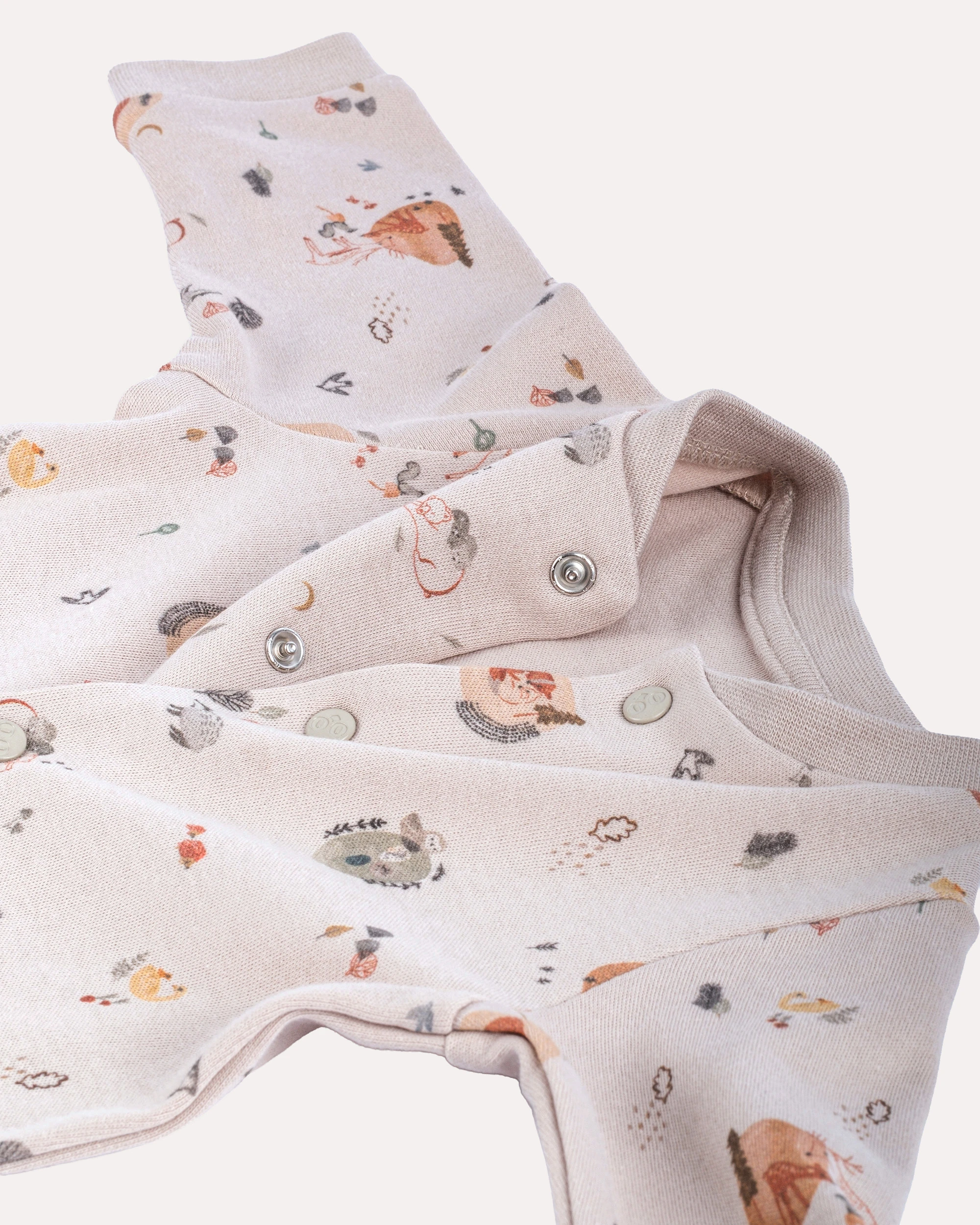 2'li Patikli Çıtçıtlı Orman Desenli Bebek & Yenidoğan Tulum - Taş Rengi