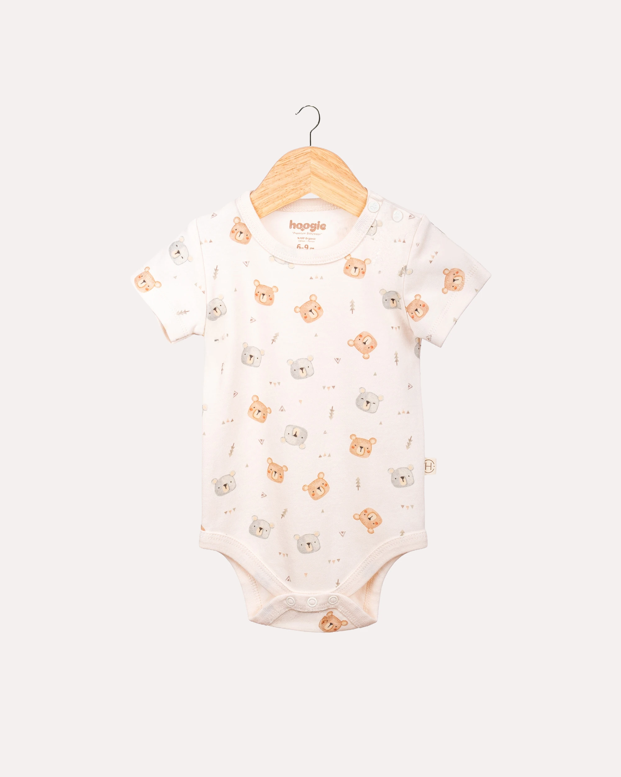 2’li Kısa Kollu Teddy Desenli Bebek Body/Zıbın Seti  - Ekru & Mint