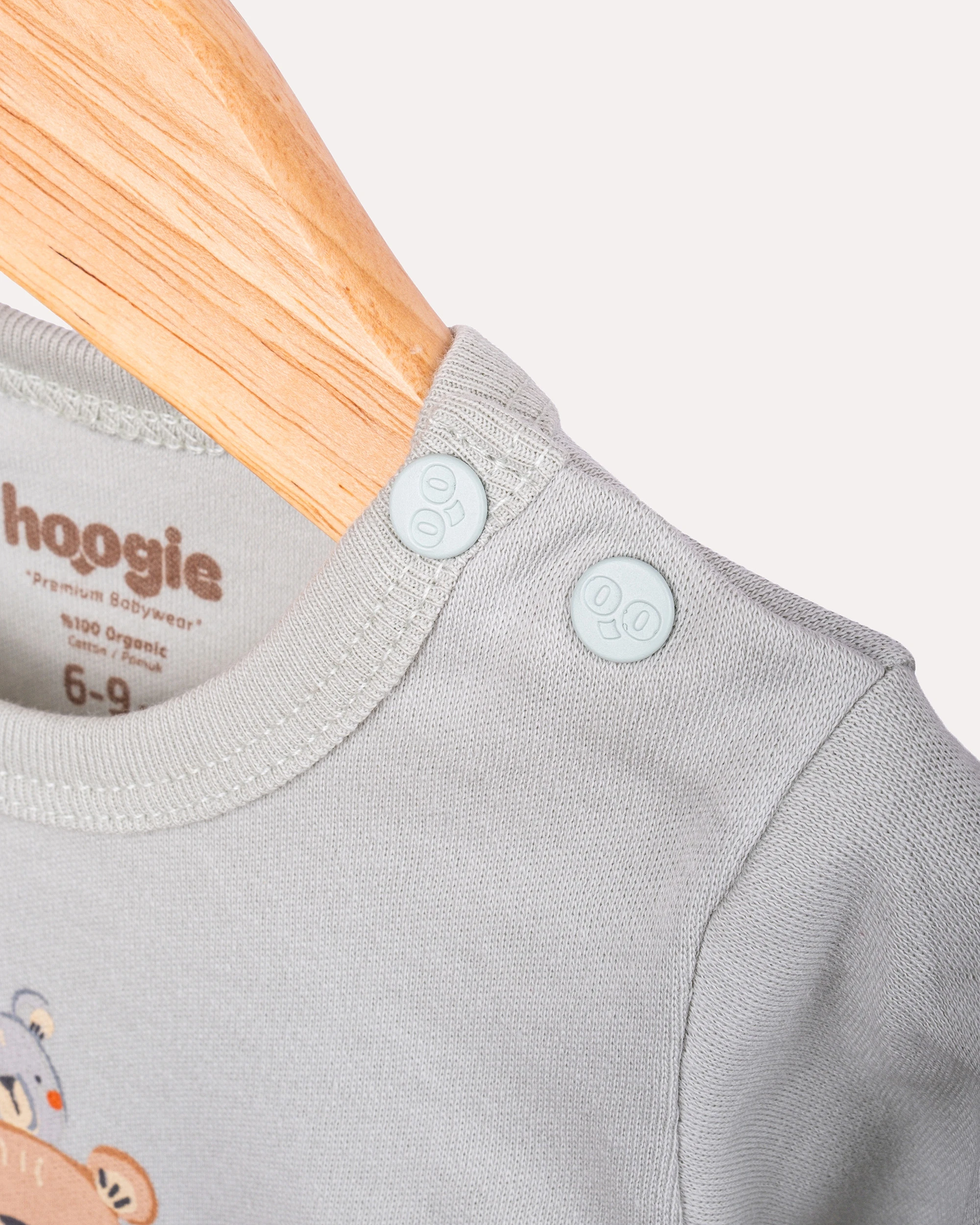 2'li Alt -Üst Teddy Desenli Takım - Ekru & Mint