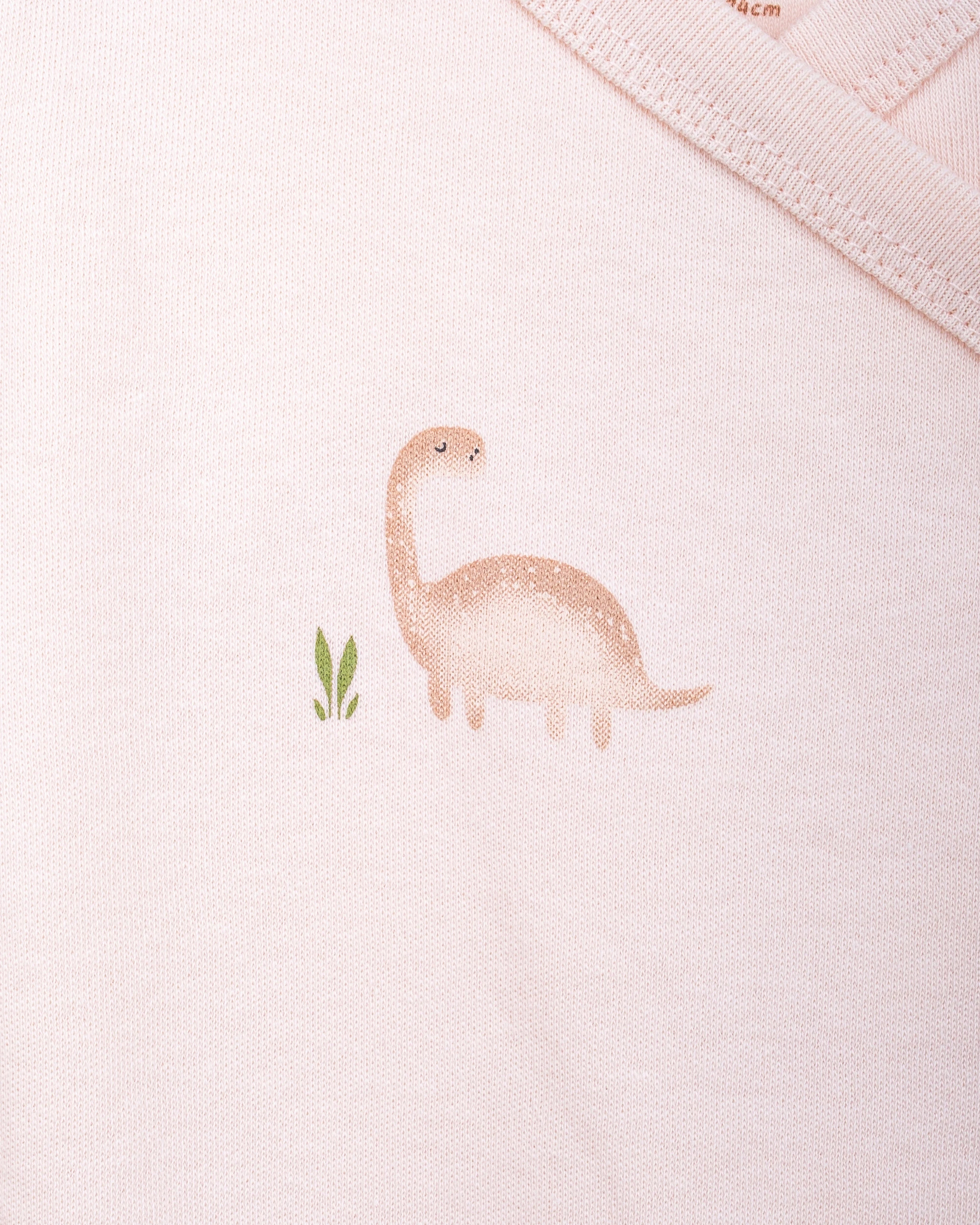 2’li Kruvaze Dinozor Desenli Bebek Body/Zıbın Seti - Ekru & Pudra