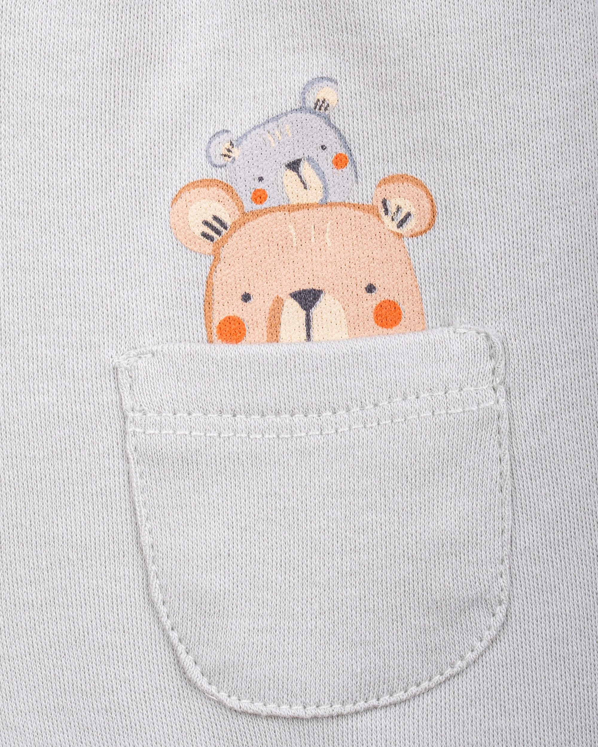 2’li Cepli Teddy Desenli Bebek Pantolon - Ekru & Mint