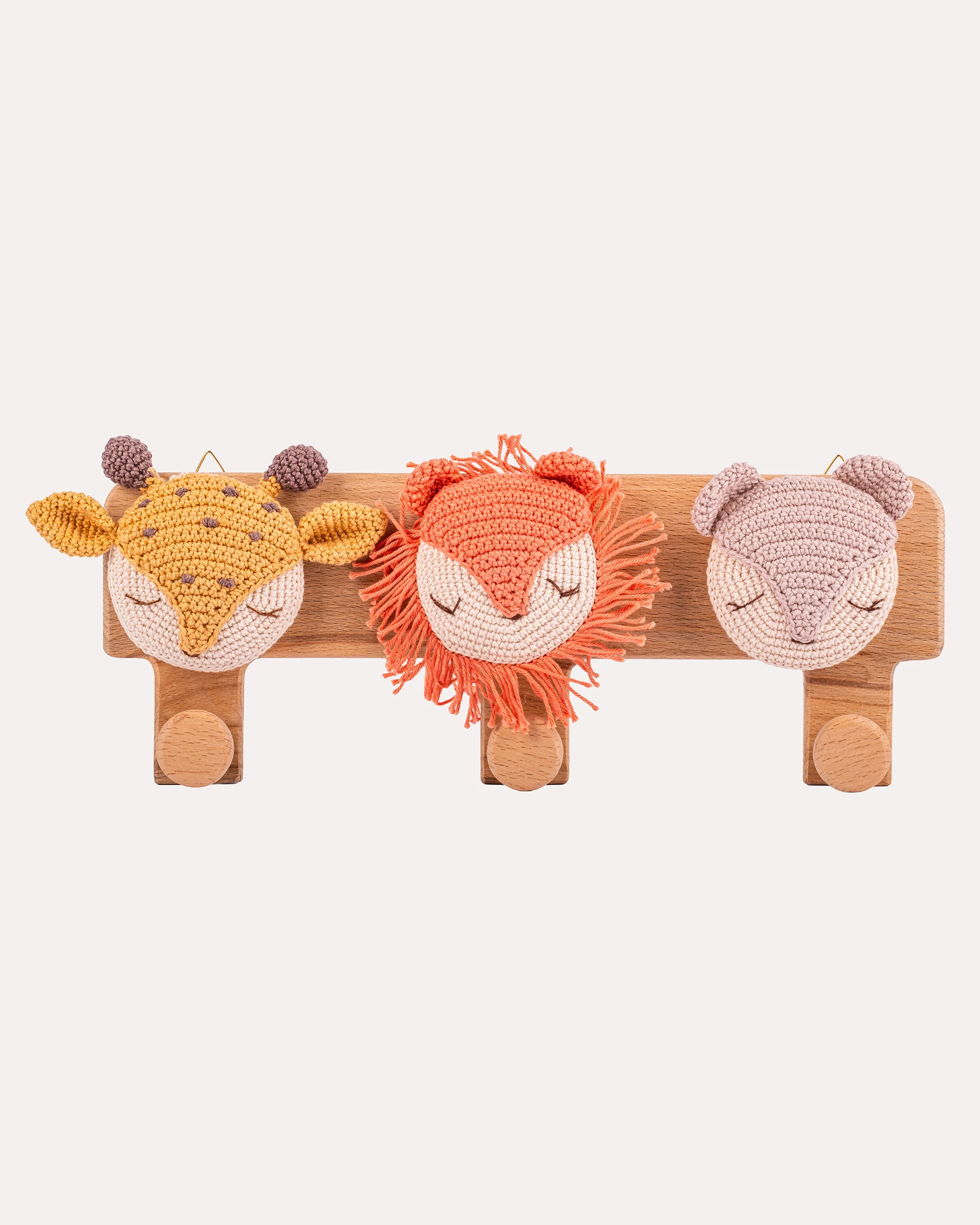 Safari Friends Wall Hooks - Bebek/Çocuk Odası Amigurimi Askılık image