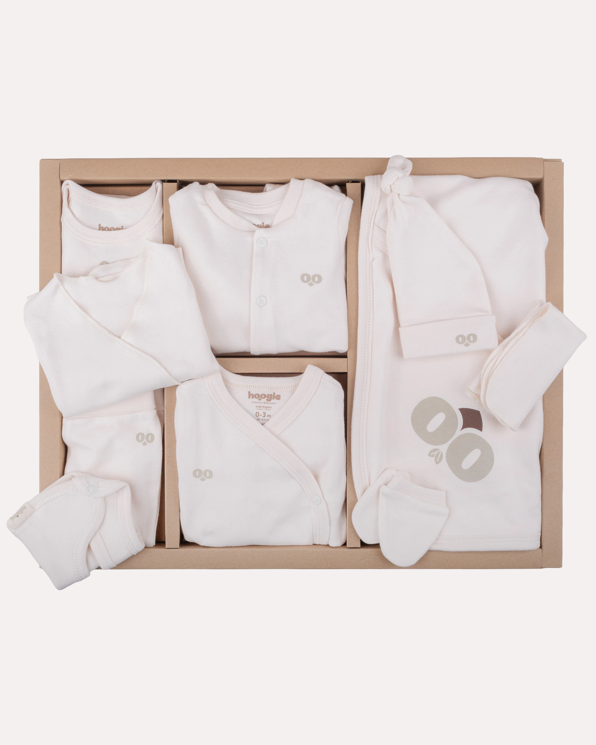 %100 Organik Pamuk GOTS Sertifikalı 10’lu Yenidoğan Hastane Çıkışı Bebek Seti - Ekru image
