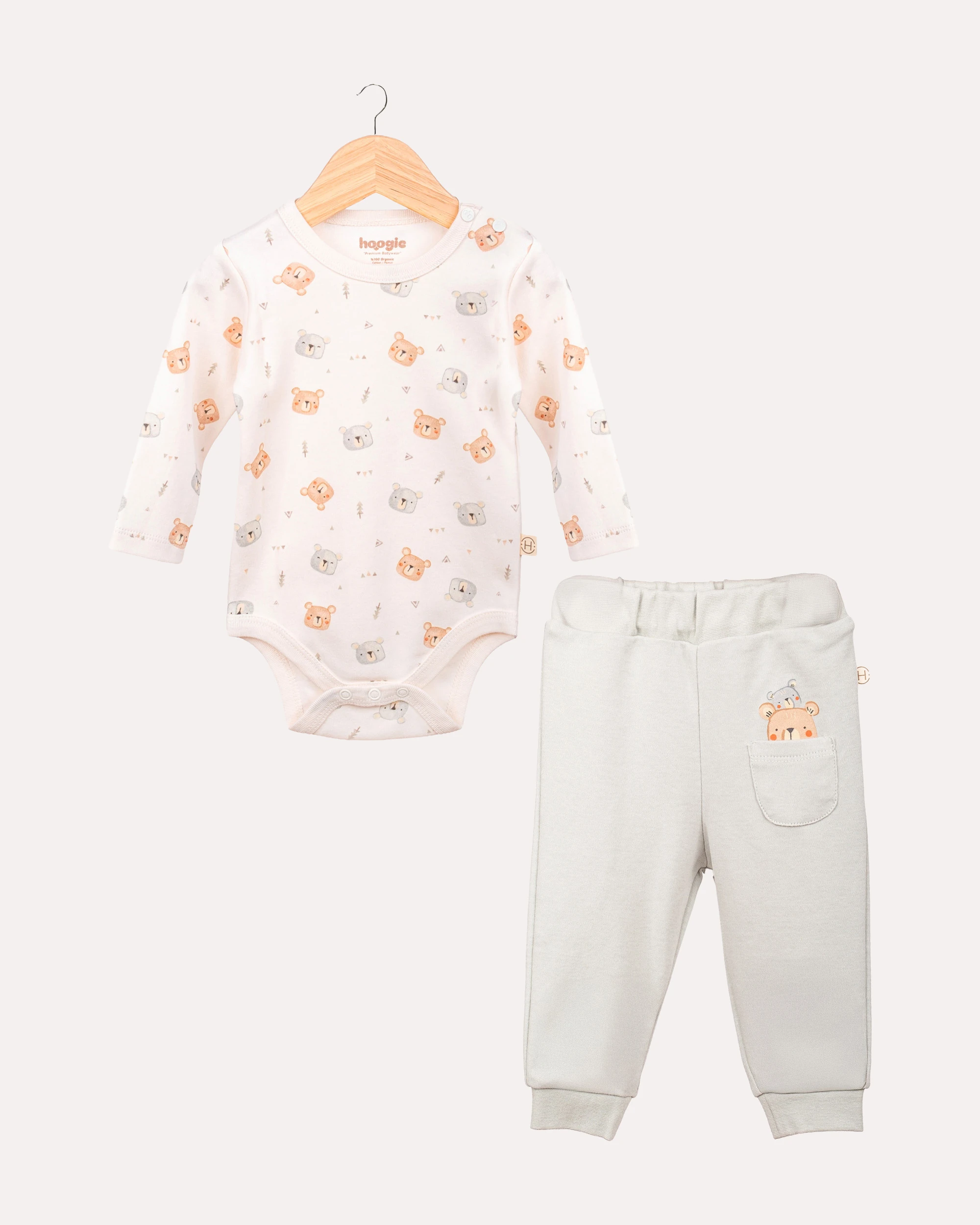 2'li Alt -Üst Teddy Desenli Takım - Ekru & Mint image