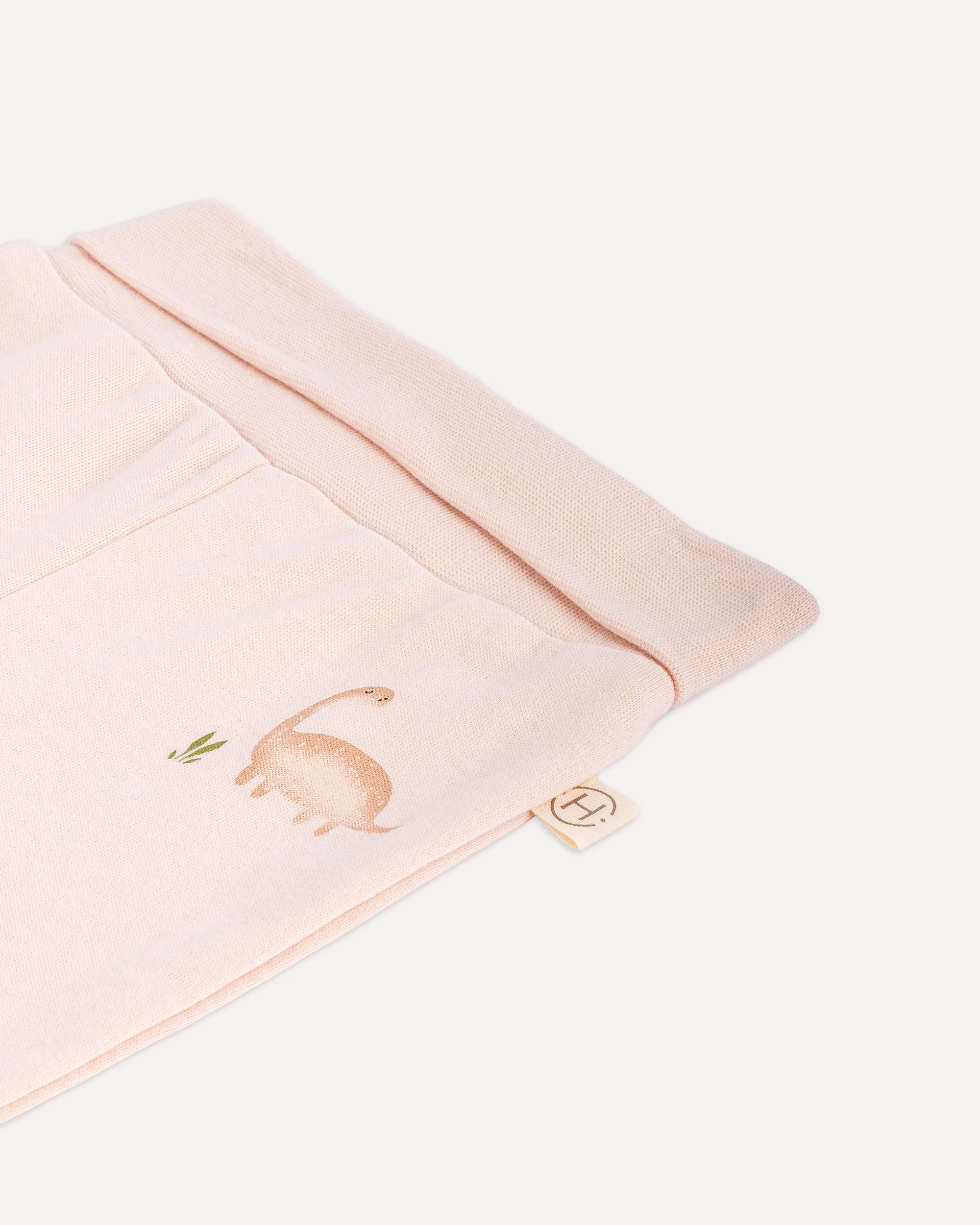 2’li Patikli Dinozor Desenli Bebek Pantolon - Ekru & Pudra