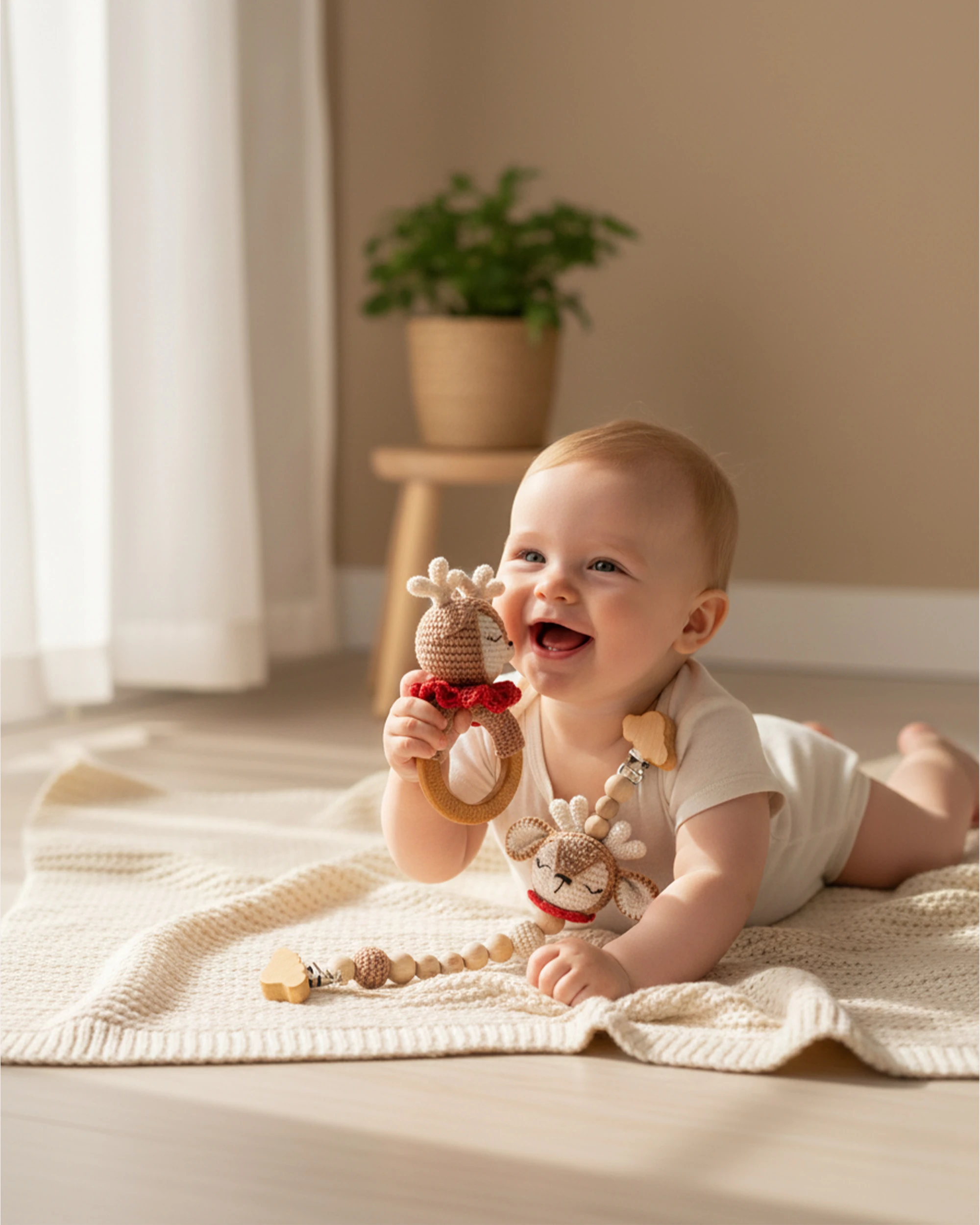 Rudy the Deer Set Amigurimi Oyuncak & Çıngırak Seti