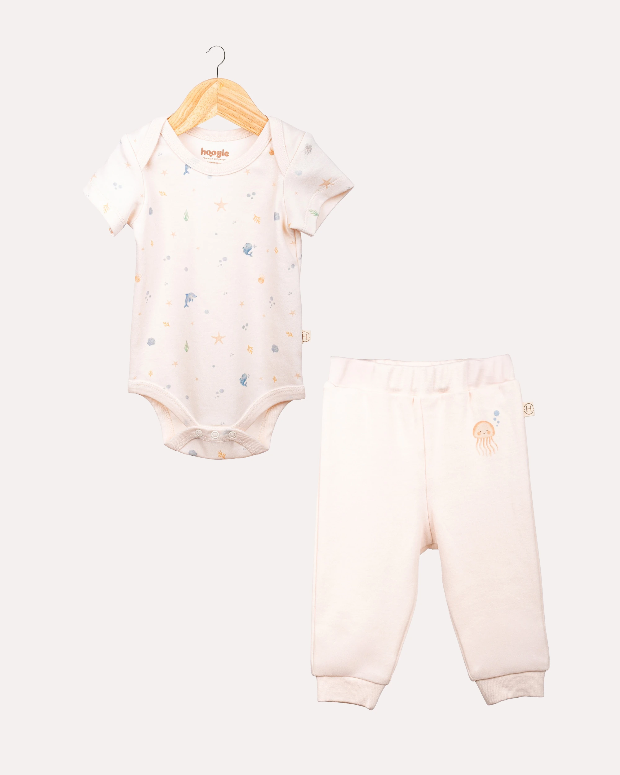 2li Alt -Üst Ocean Desenli Takım - Ekru image