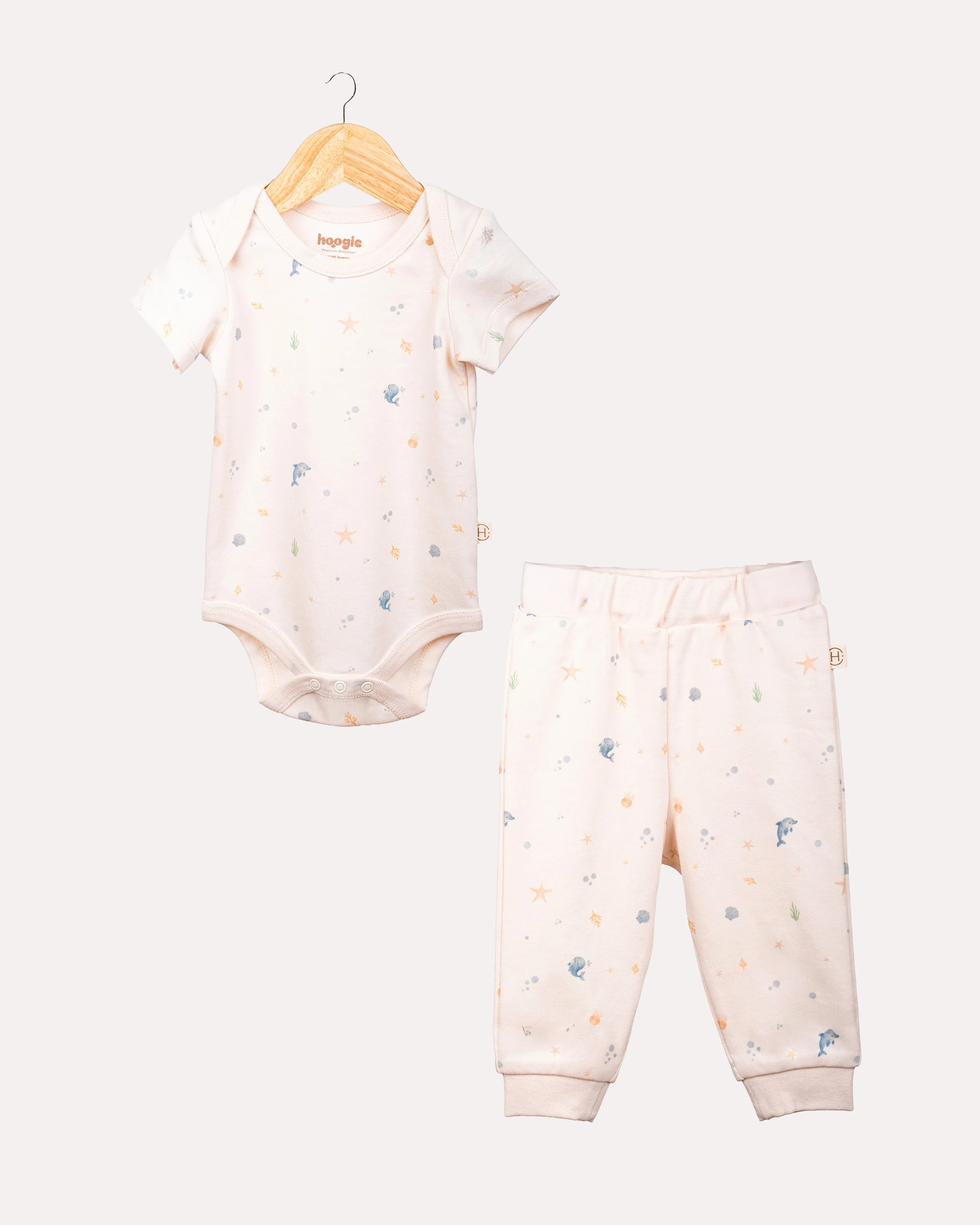 2li Alt -Üst Ocean Desenli Takım - Ekru image