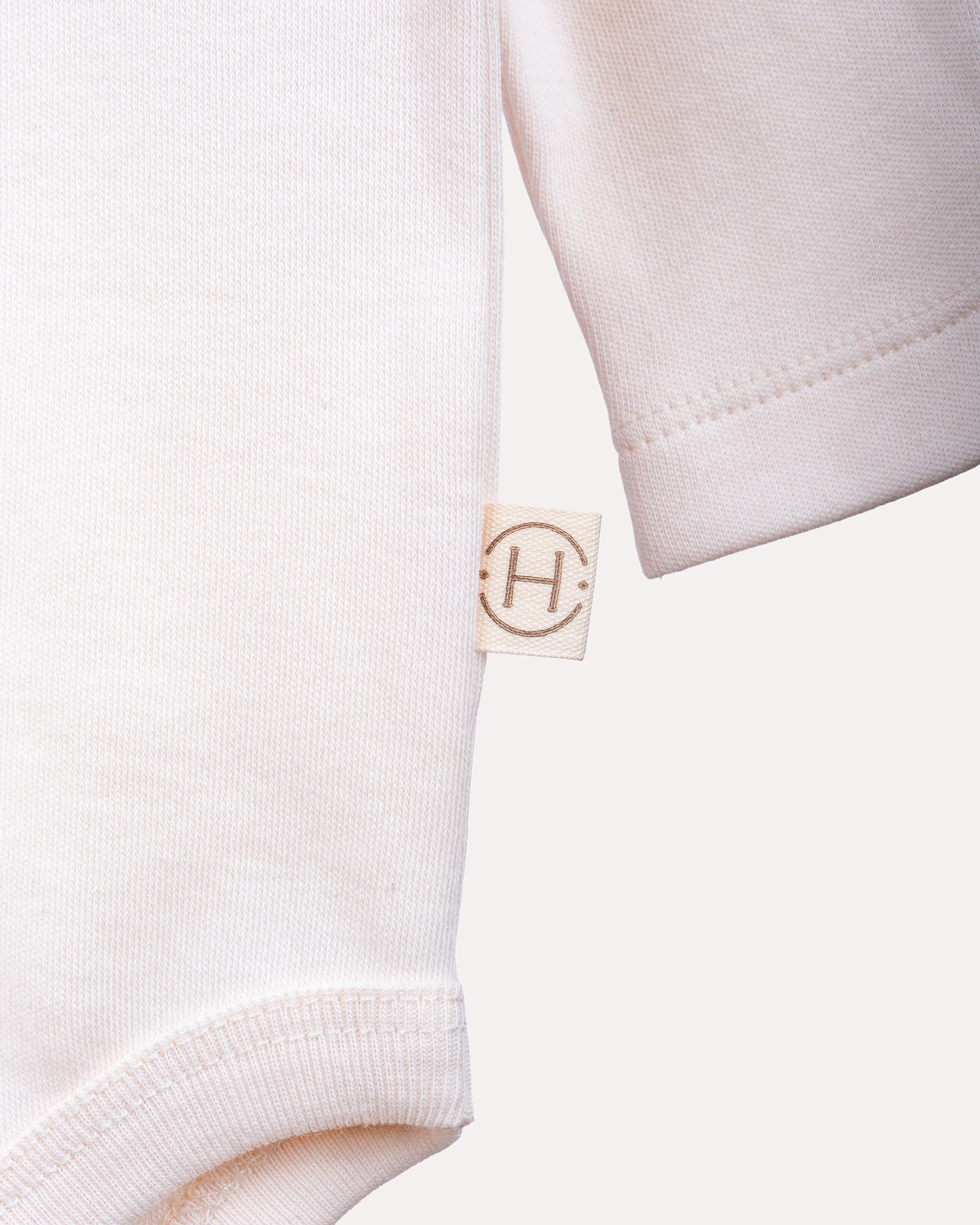 %100 Organik Pamuk GOTS Sertifikalı Uzun Kollu Dinozor Desenli Bebek Body/Zıbın - Pudra