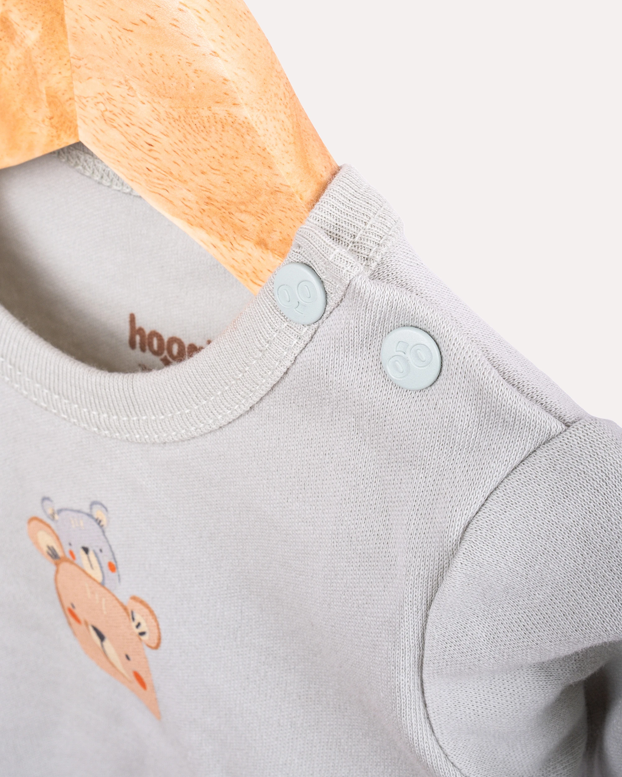 %100 Organik Pamuk GOTS Sertifikalı 3’lü Keseli Ayıcık Yenidoğan Hastane Çıkışı Set - Ekru / Mint