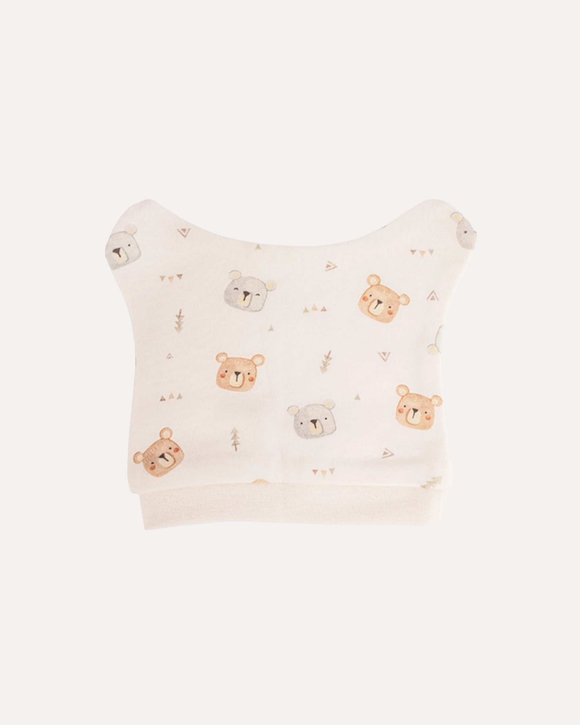 %100 Organik Pamuk GOTS Sertifikalı 3’lü Keseli Ayıcık Yenidoğan Hastane Çıkışı Set - Ekru / Mint