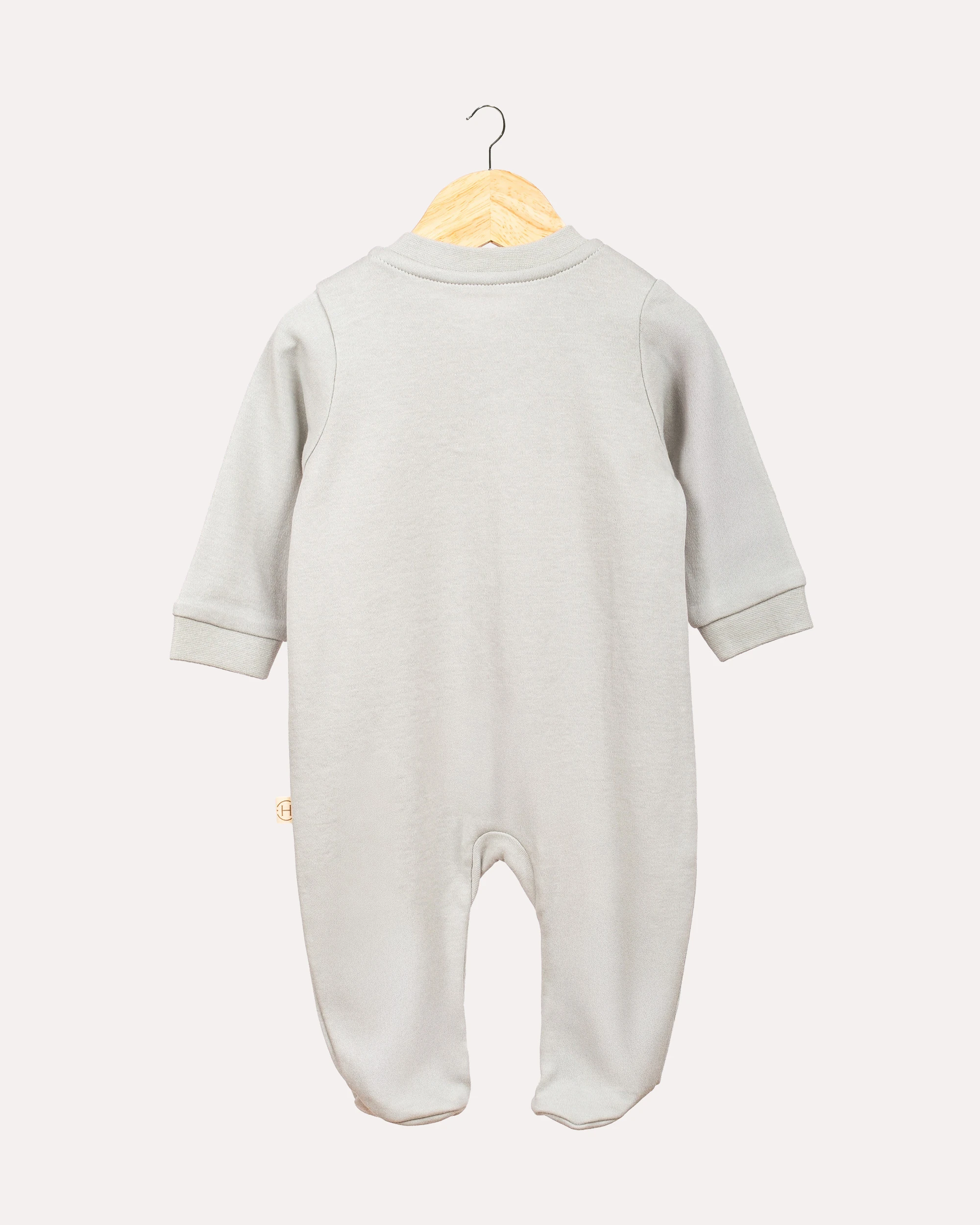 %100 Organik Pamuk GOTS Sertifikalı Patikli Çıtçıtlı Teddy Bebek & Yenidoğan Tulum - Mint / Ayıcık Desenli