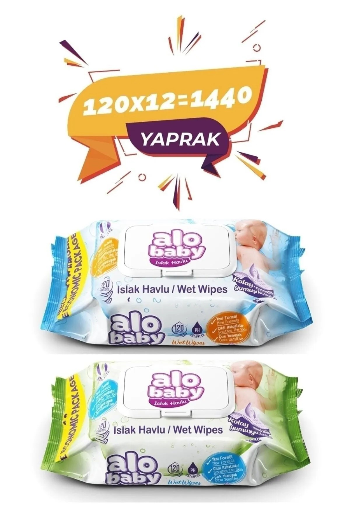 Alobaby Ekopack Islak Havlu 120'li - 12 Paket (1440 Adet)