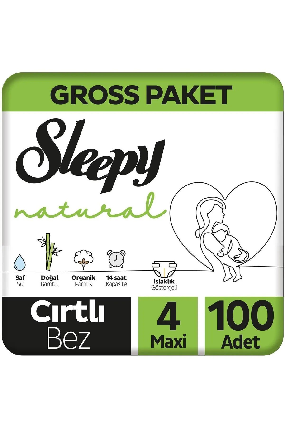 Sleepy Natural Gross Paket Bebek Bezi 4 Numara Maxi 100 Adet