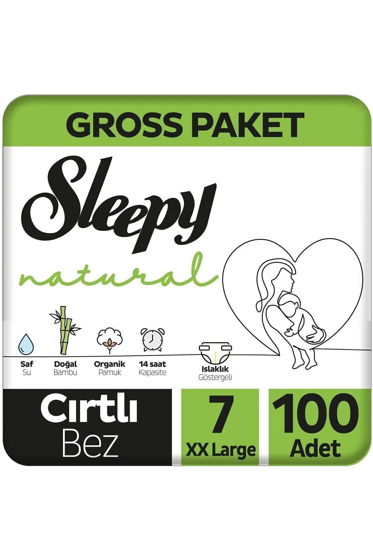 Sleepy Natural Gross Paket Bebek Bezi 7 Numara Xxlarge 100 Adet