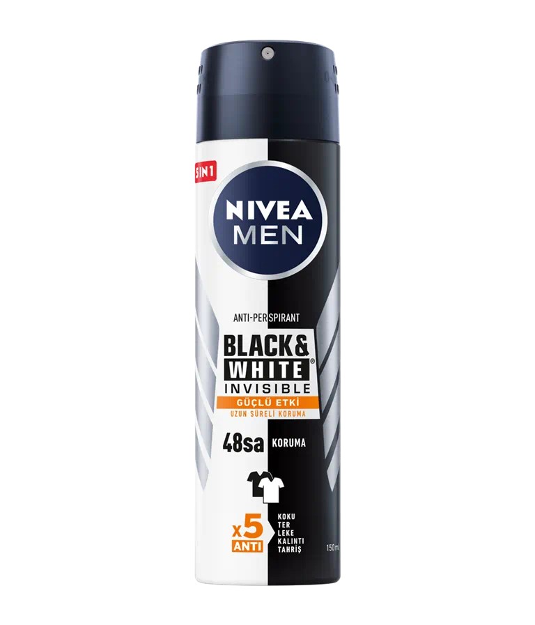 NIVEA MEN Black & White Invisible Güçlü Etki Erkek Deodorant Sprey 150 mL