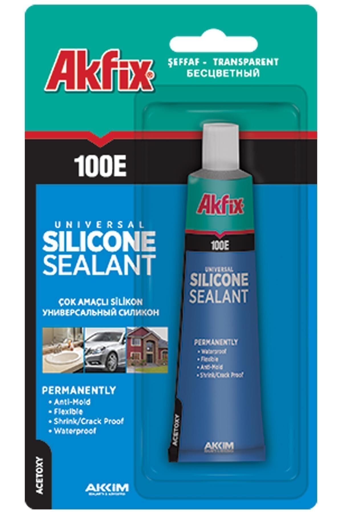 Akfix 100E Genel Amaçlı Tüp Silikon Şeffaf 50ML