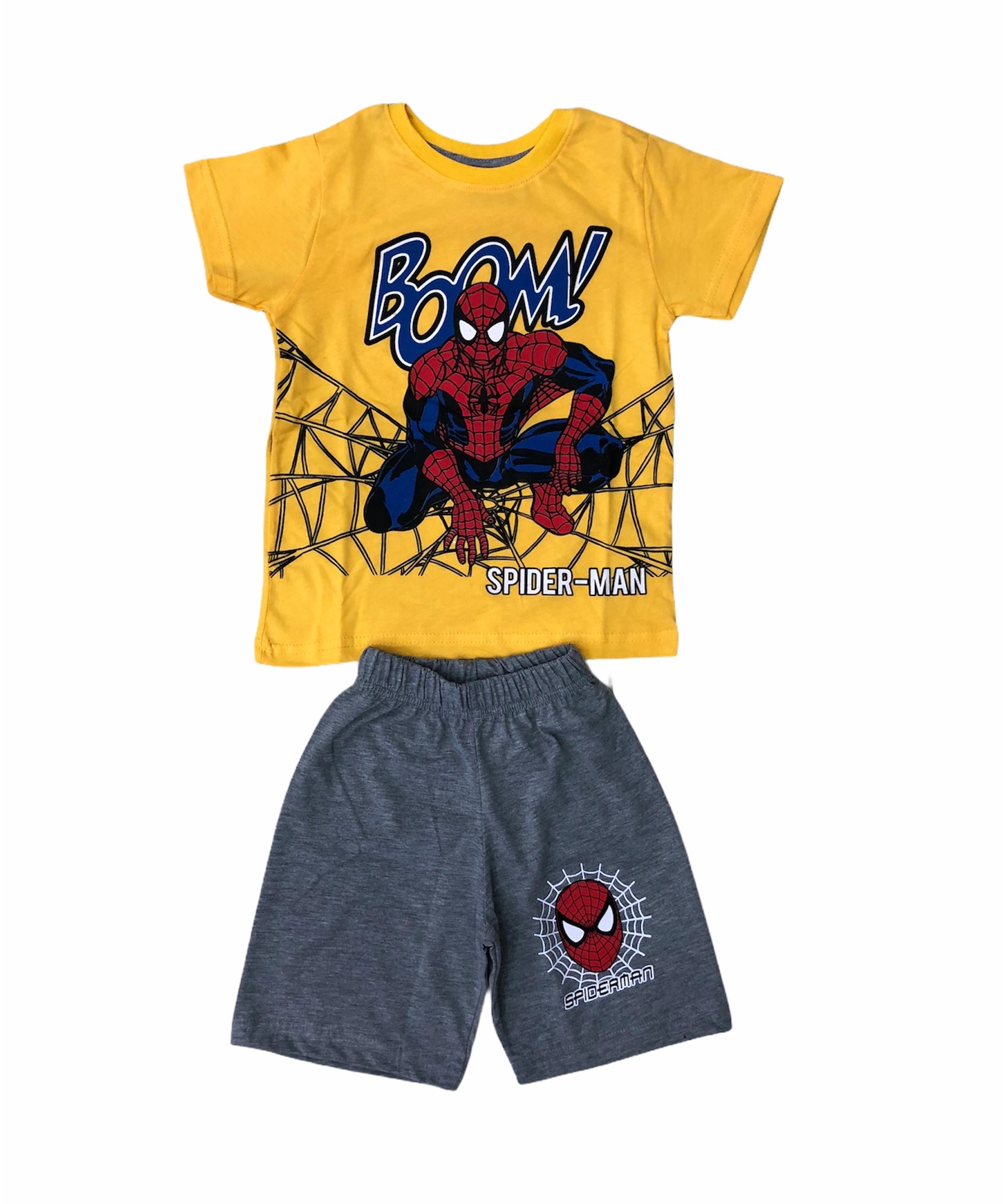 Soie Cotton Erkek Çocuk Spiderman Baskılı Şortlu Penye Takım  - Karışık - 100009933