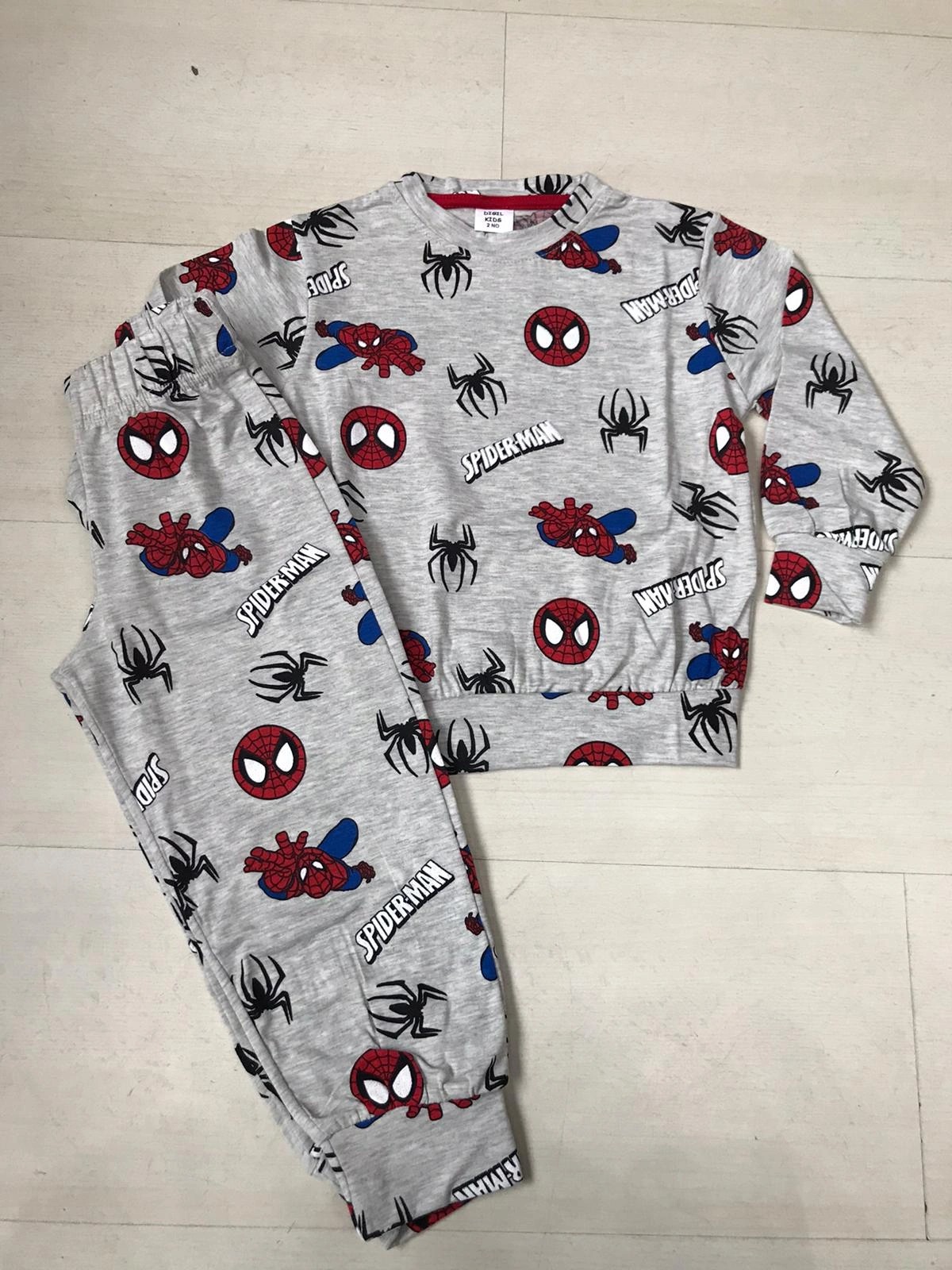 Soie Cotton Erkek Çocuk Spiderman Baskılı Pijama Takımı  - Gri - 100001002