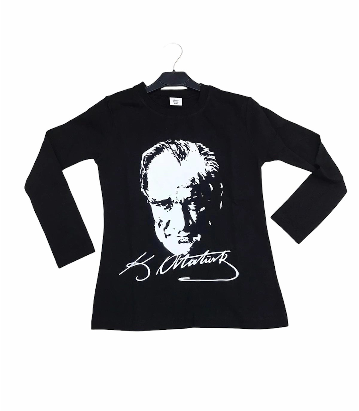 Soie Cotton Çocuk Atatürk Baskılı Uzun Kollu Penye Tshirt  - Siyah - 100009929