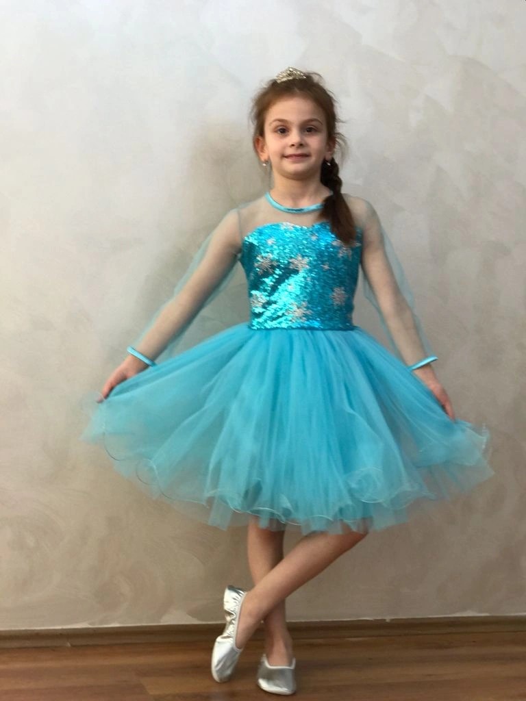 Soie Cotton Kız Çocuk Elsa Temalı Özel Gün Kostümü  - Turkuaz - 100009938